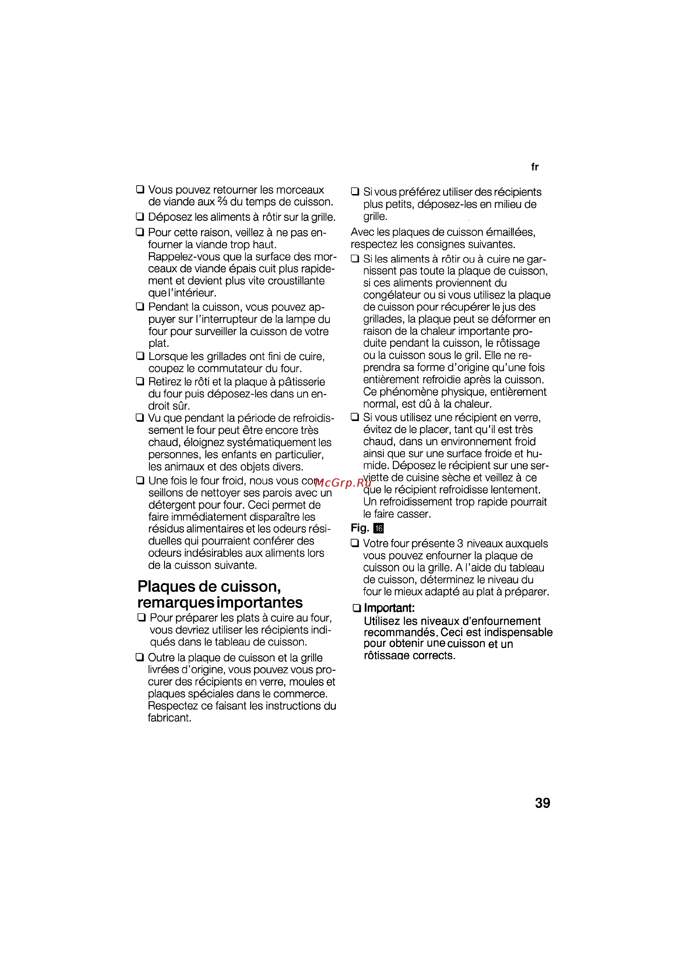 Bosch HSG 142 E EU [39/124] Plaques de cuisson remarques importantes