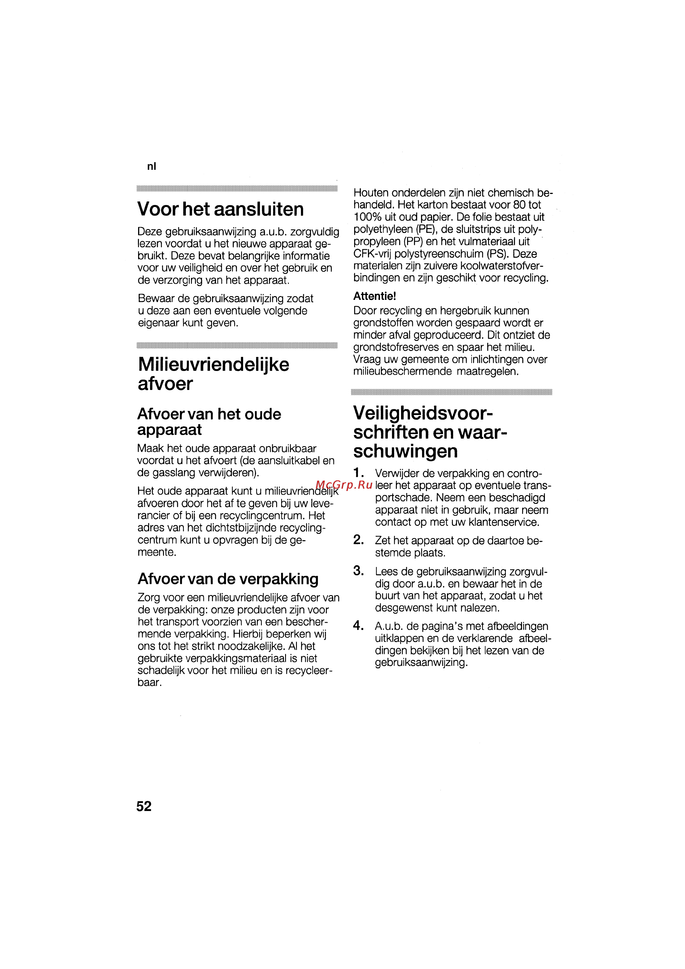 Bosch HSG 142 E EU [52/124] Milieuvriendelijke afvoer