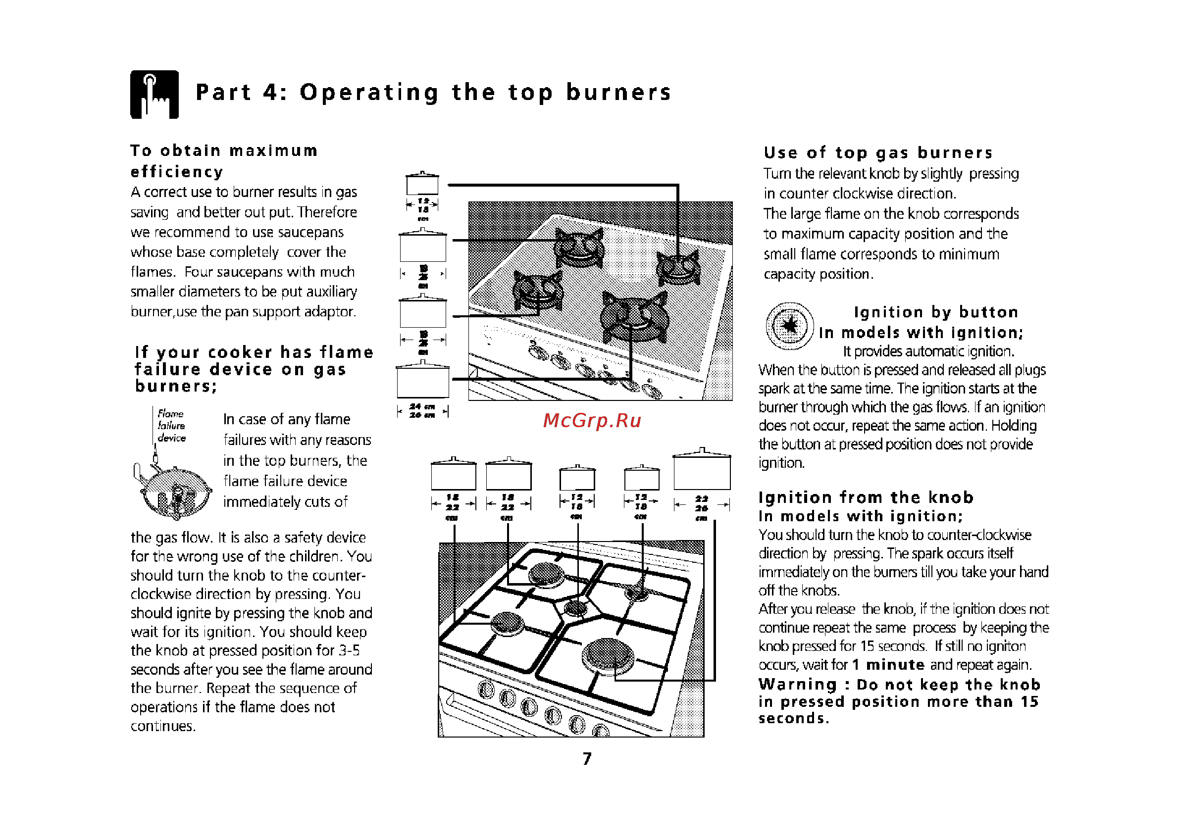 Beko M 6604 CTW [38/64] Part 4 operating the top burners