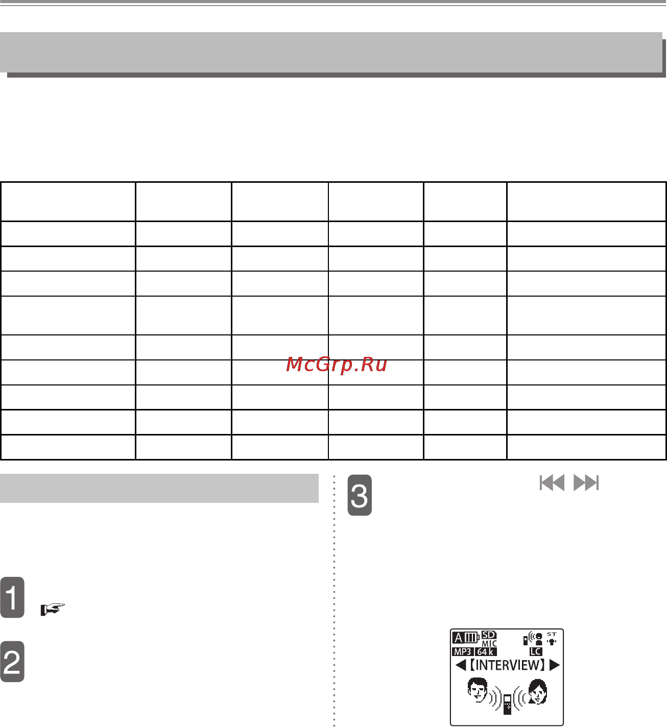Sanyo ICR-EH 800 PCM, 2Gb + SD [98/134] Изменение настроек режима записи