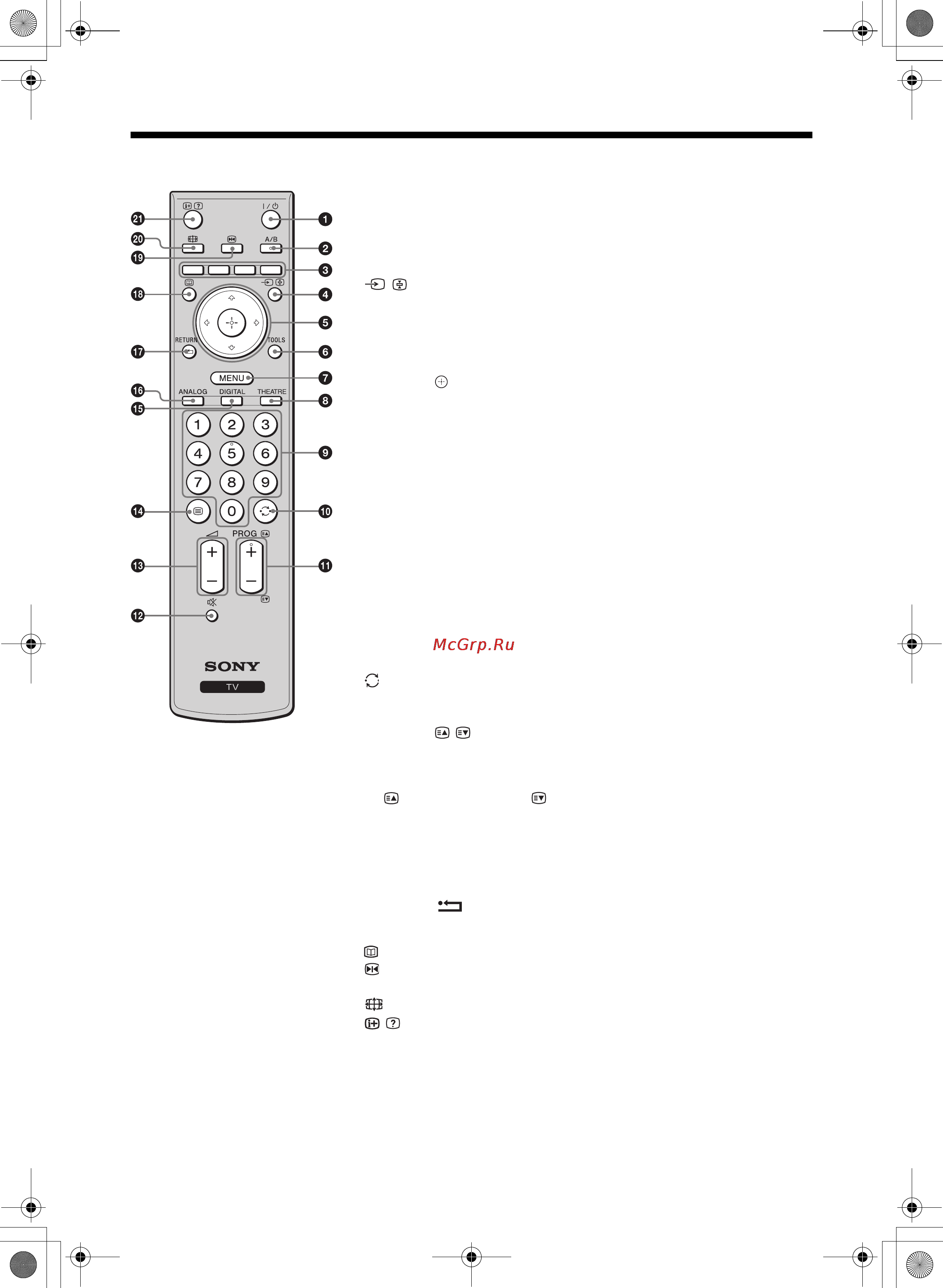 Sony KDL-20B4050 [41/65] Описание пульта ду