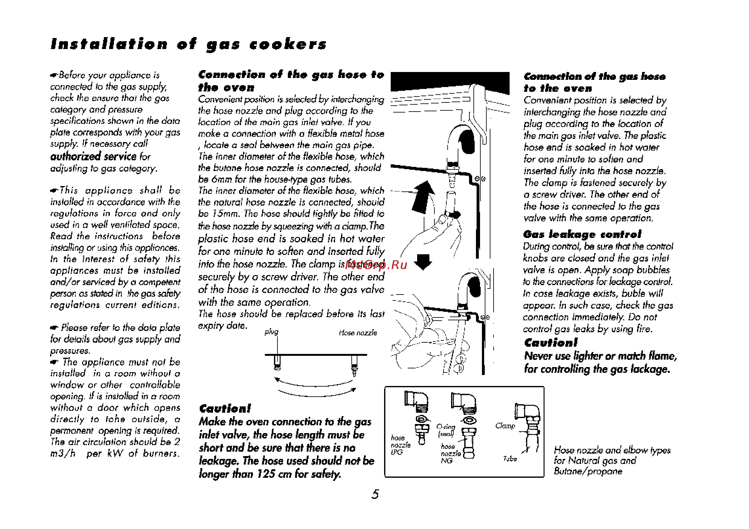 Beko M 5614 CMX [39/68] Installation of gas tookers