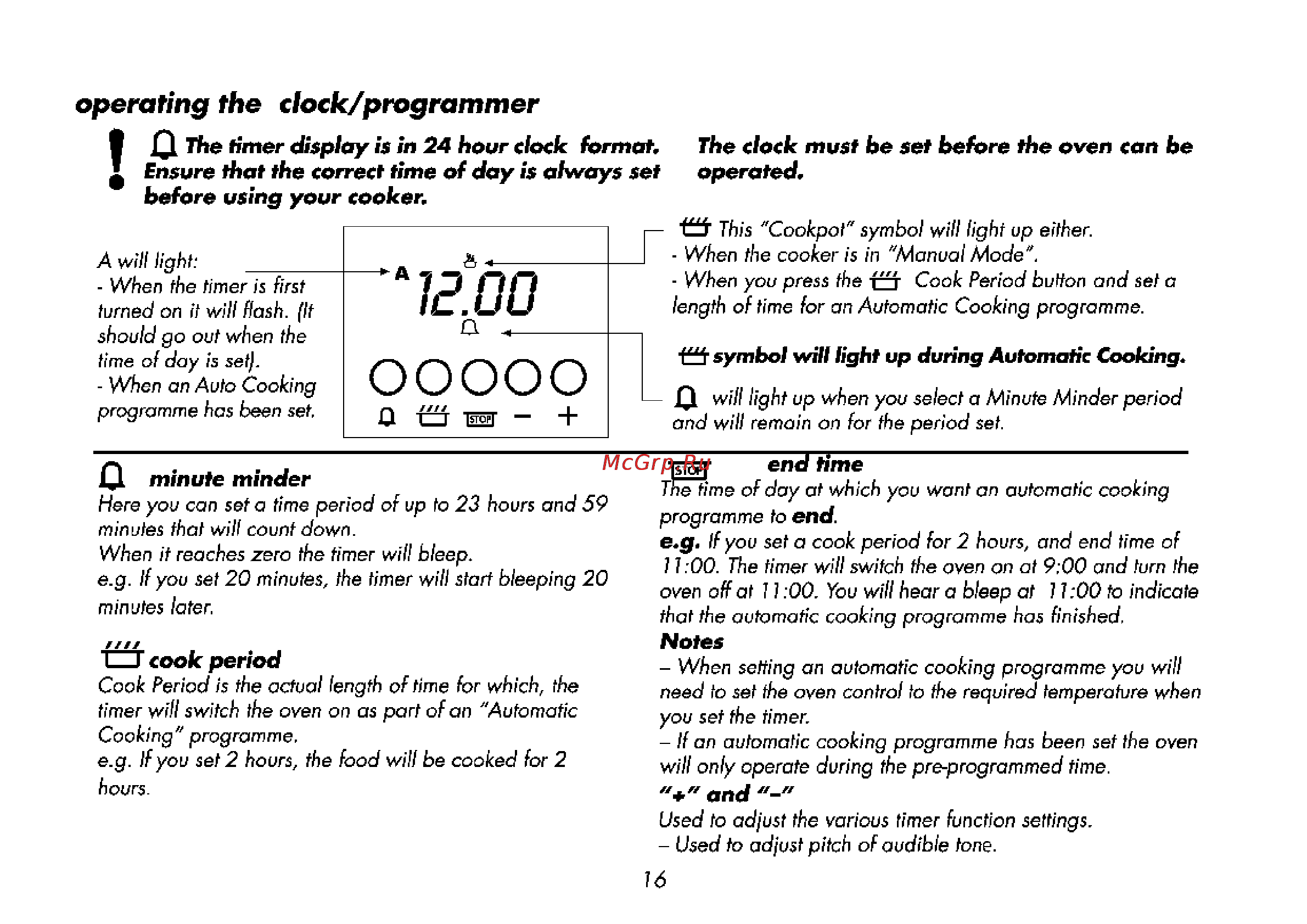 Beko M 5614 CMX [50/68] Operating the clock programmer