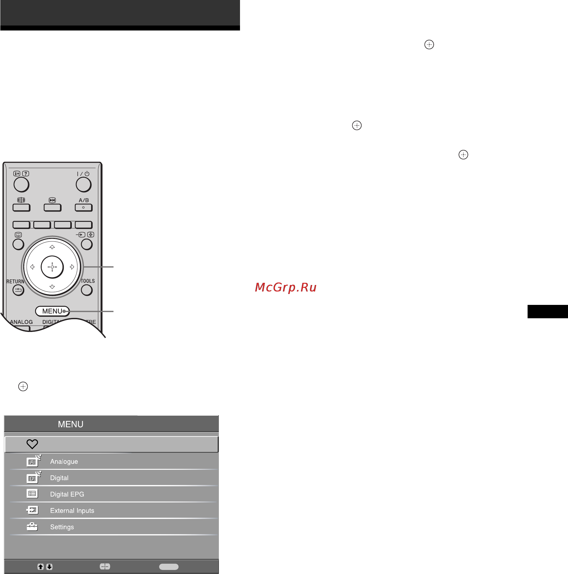 Sony KDL-26B4030 [19/65] Navigating through menus