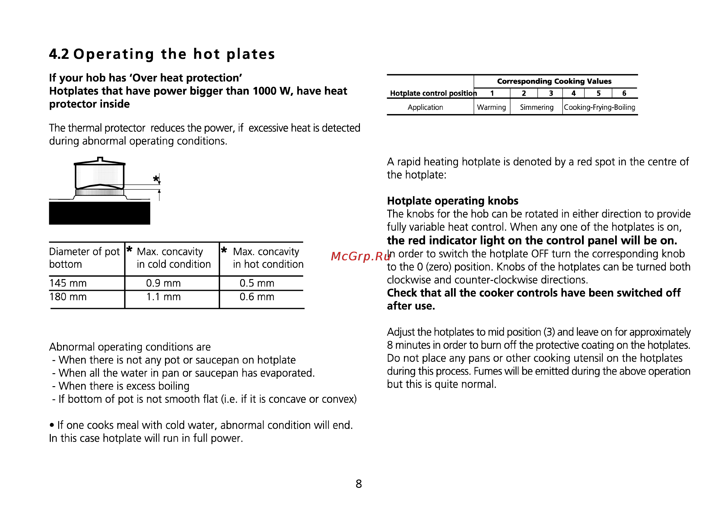 Beko ET 5614 HX [43/71] Operating the hot plates