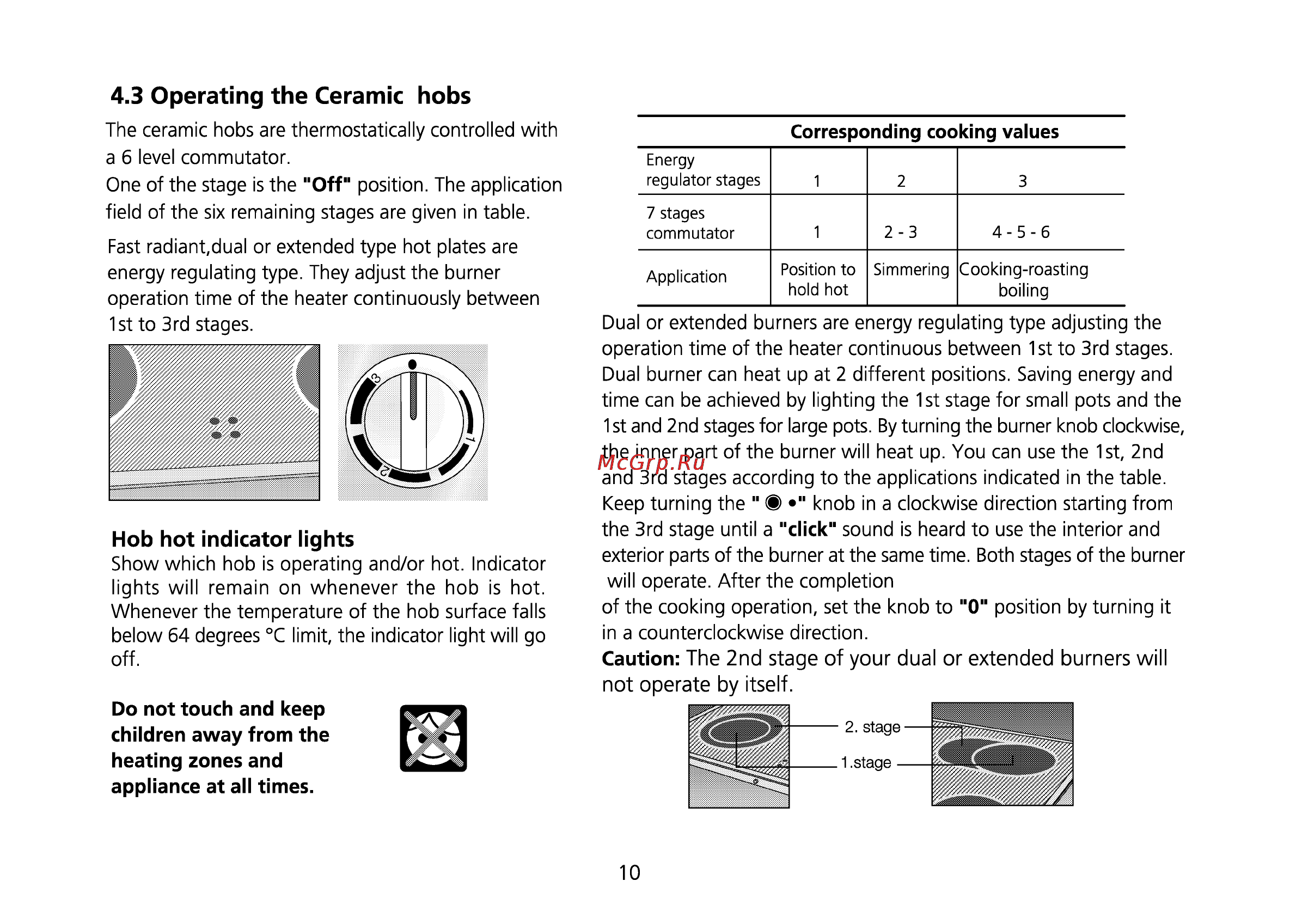 Beko ET 5614 HX [45/71] Operating the ceramic hobs