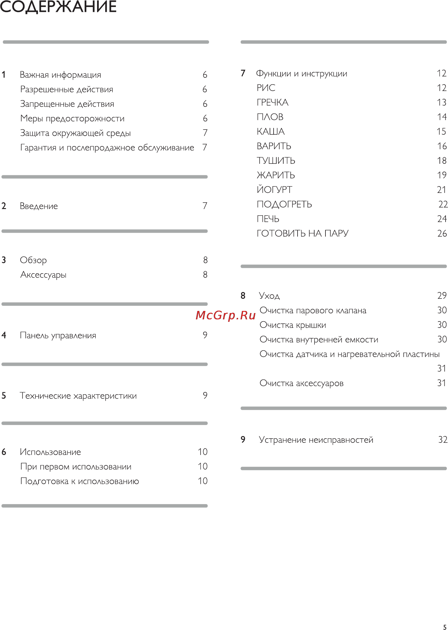 Philips HD 3036/03 [5/34] Содержание