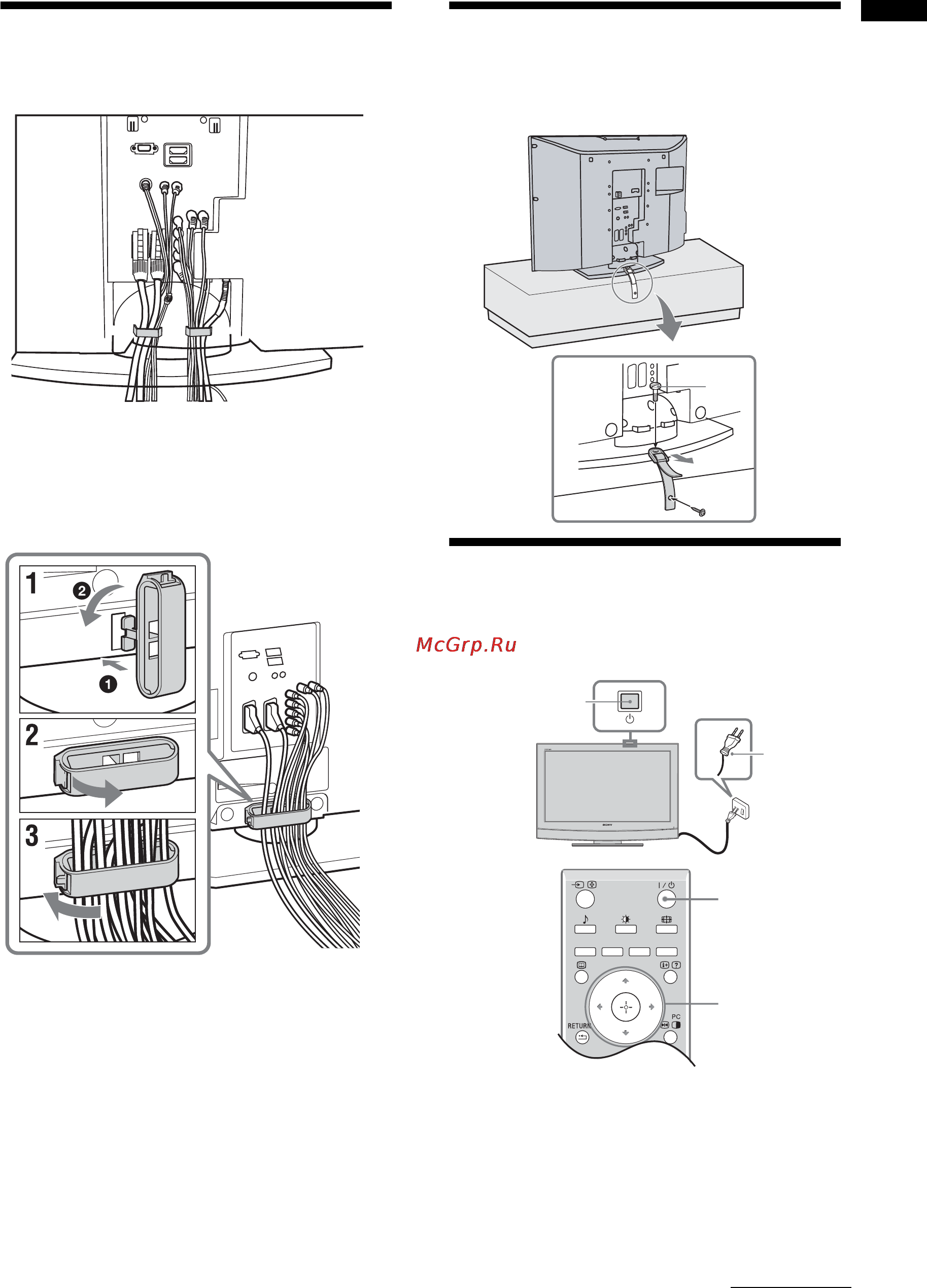 Sony BRAVIA KDL-40P2530 [5/83] Bundling the cables 4 preventing the tv from toppling over