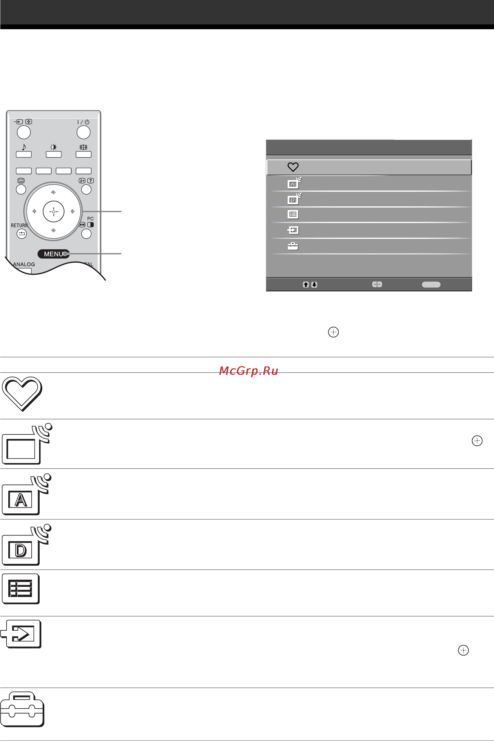 Sony KDL-26P2530 [70/83] Poruszanie się po menu