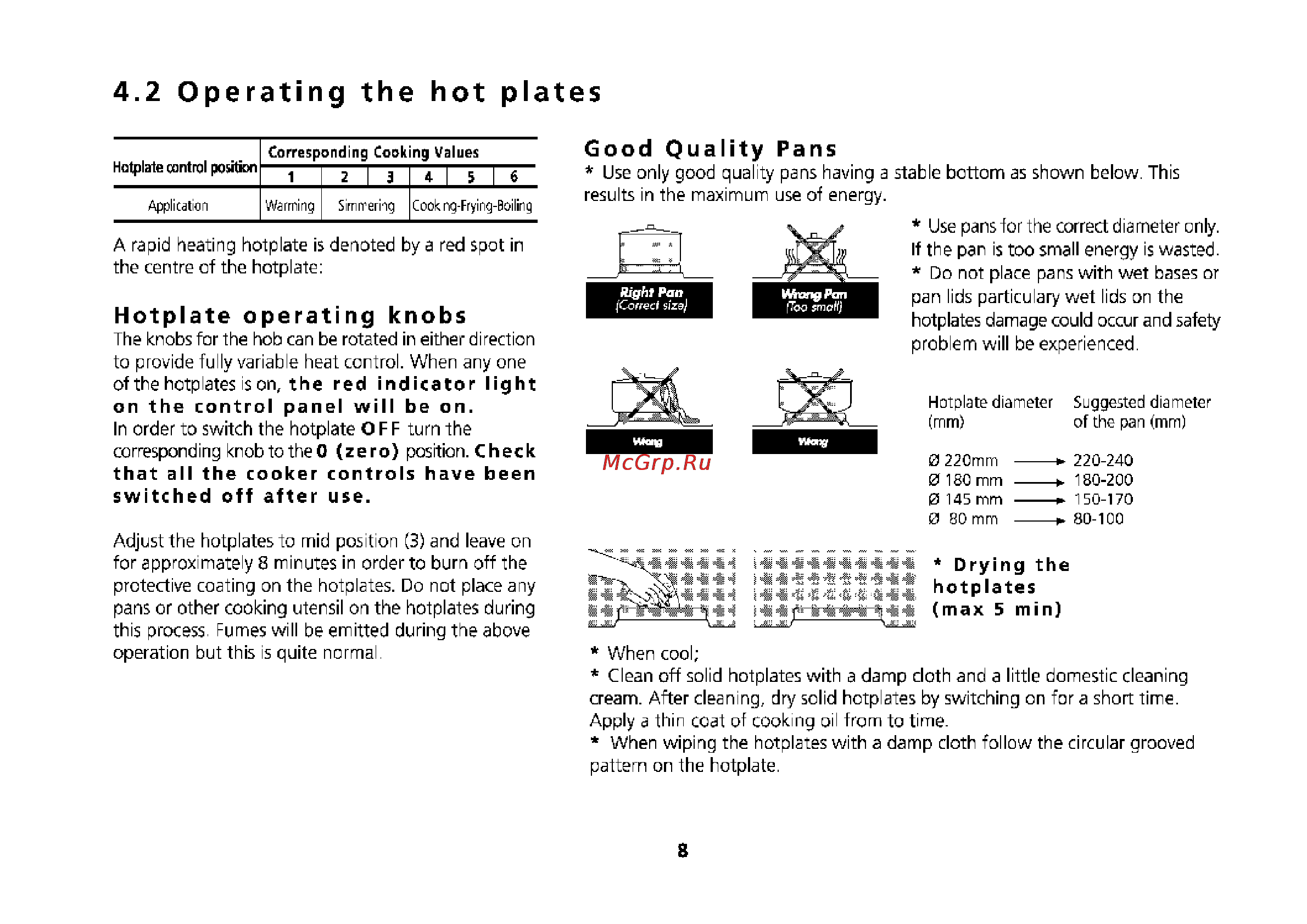 Beko CS 61110 [38/64] Operating the hot plates