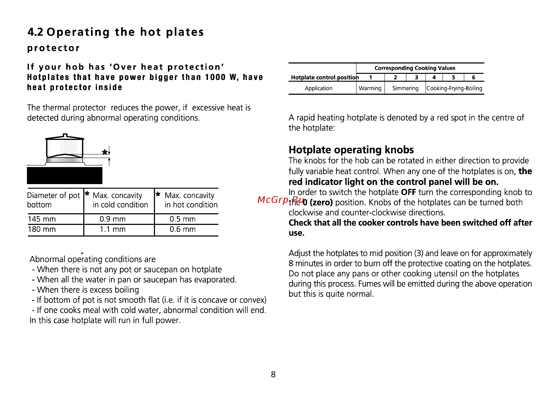 Beko CS 52010 [42/72] Operating the hot plates