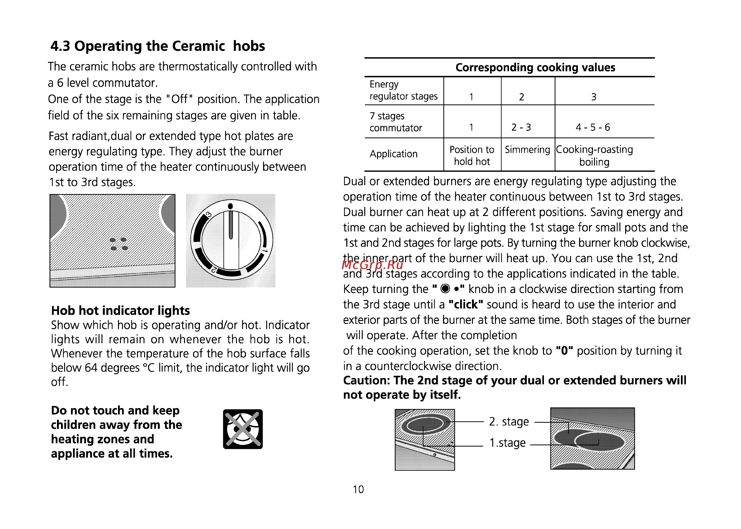 Beko CS 52010 [44/72] Operating the ceramic hobs