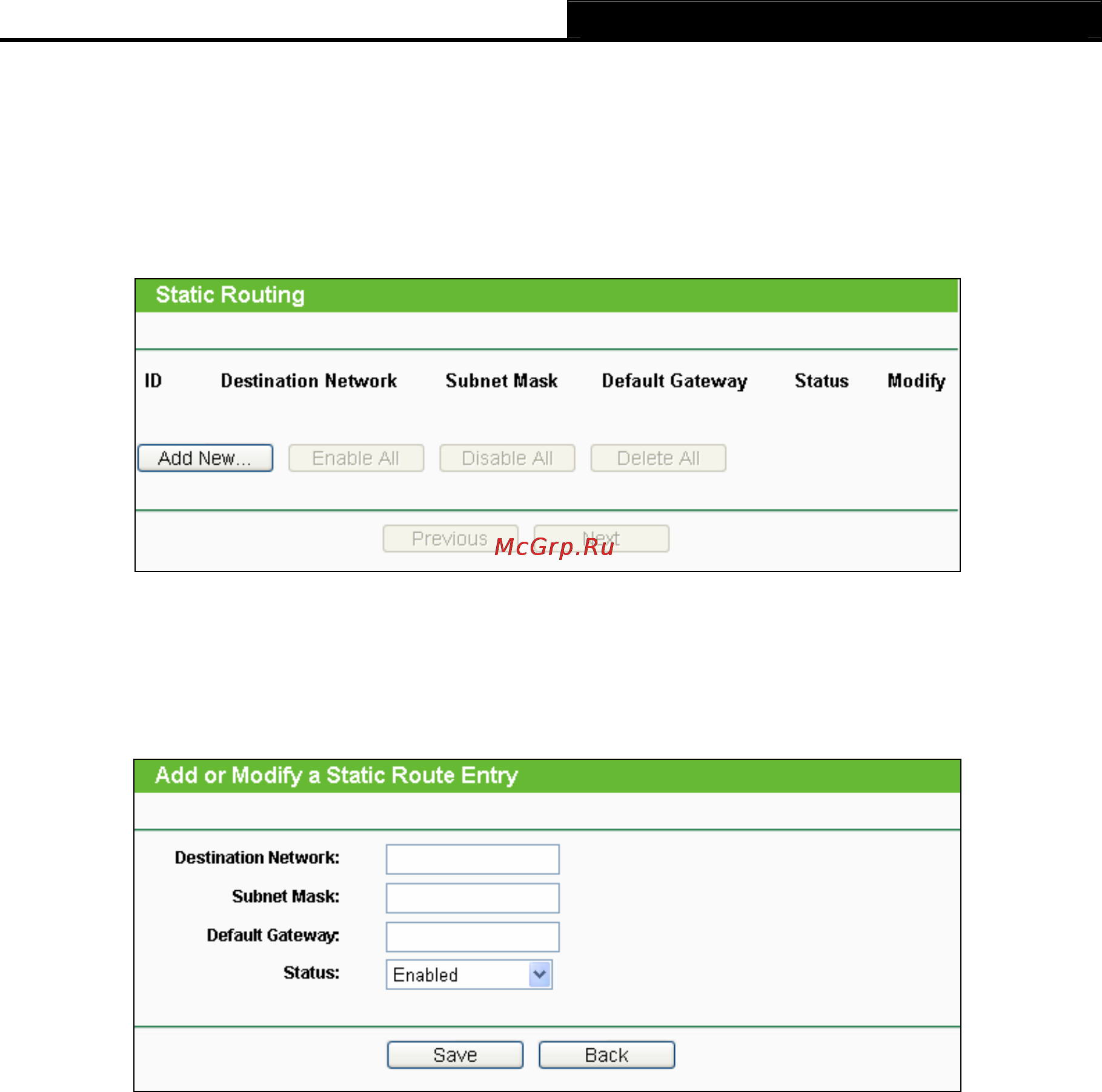 Tp-Link TL-WDR3600 [104/134] Static routing list