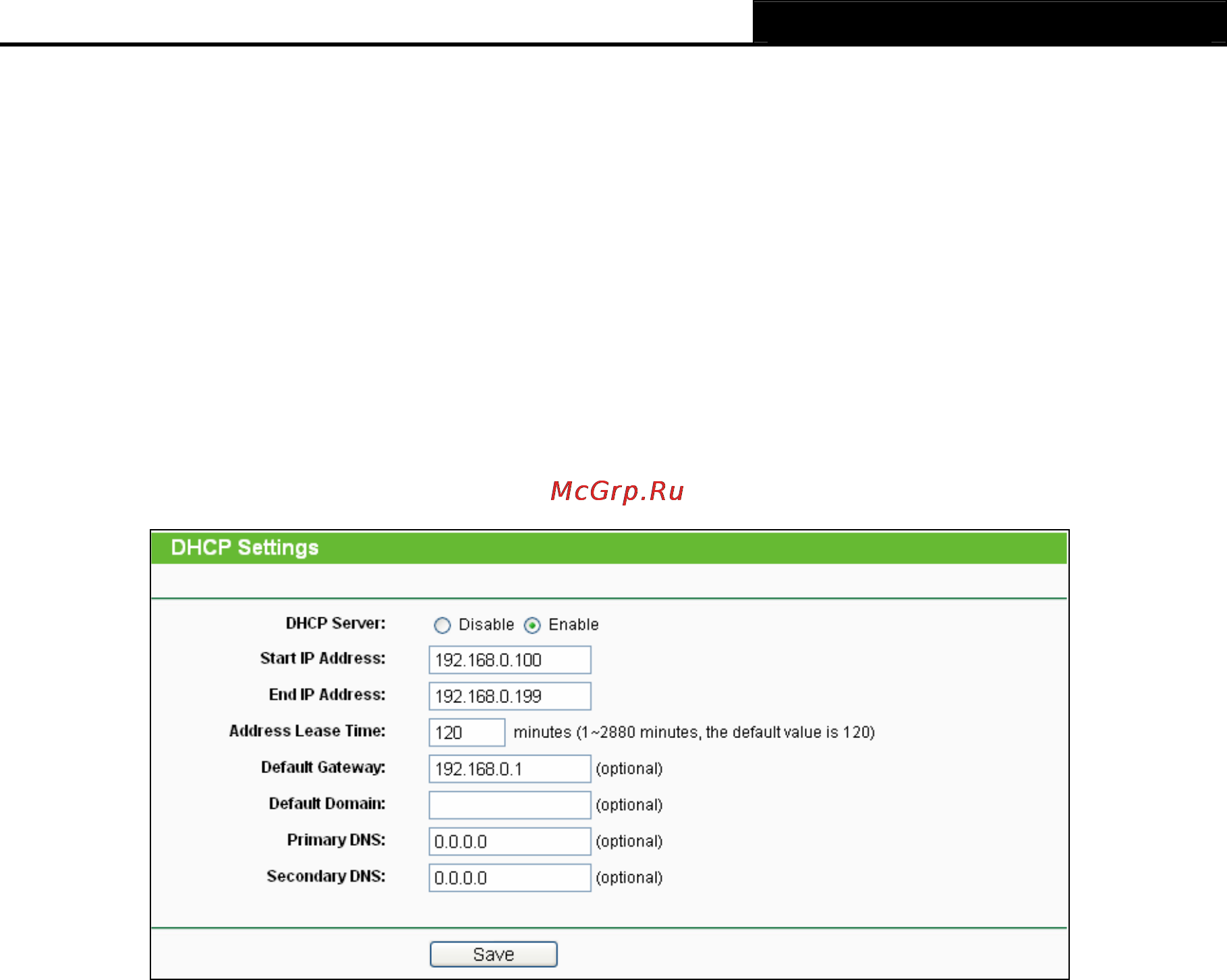 Tp-Link TL-WDR3500 [67/134] Dhcp settings