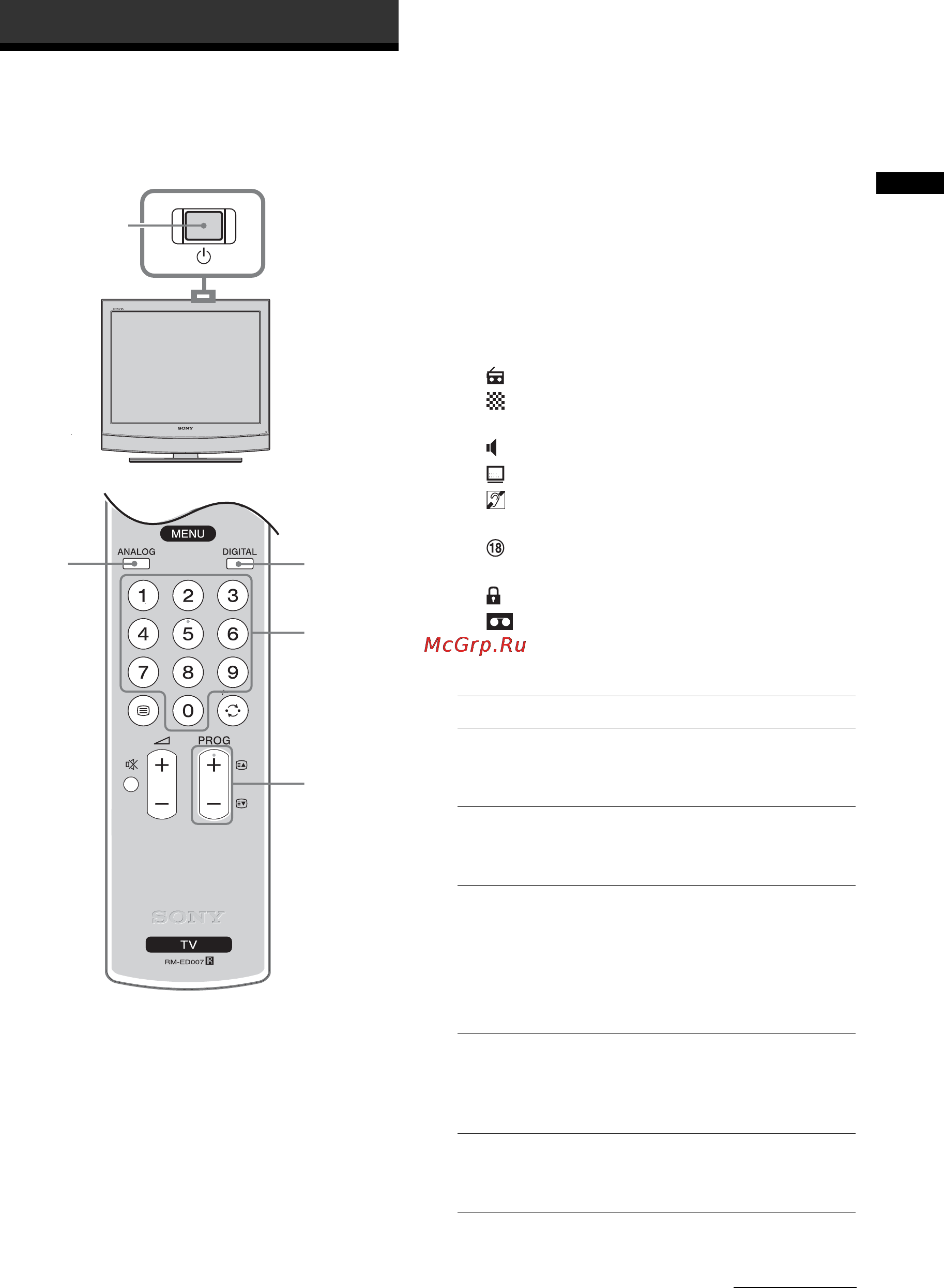 Sony KDL-15G2000 [83/108] Odbiór audycji telewizyjnych