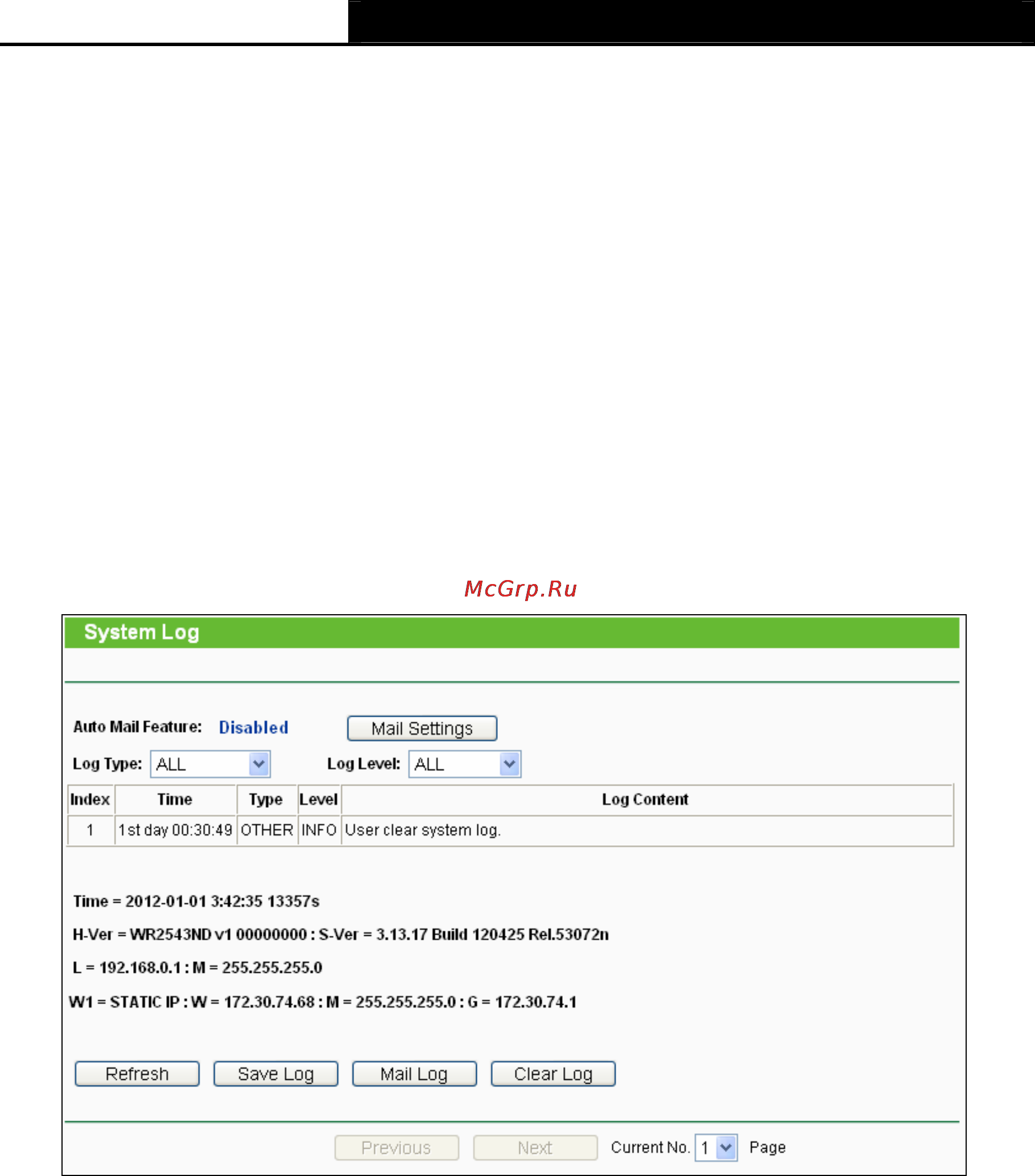 Tp-Link TL-WR2543ND [112/126] System log
