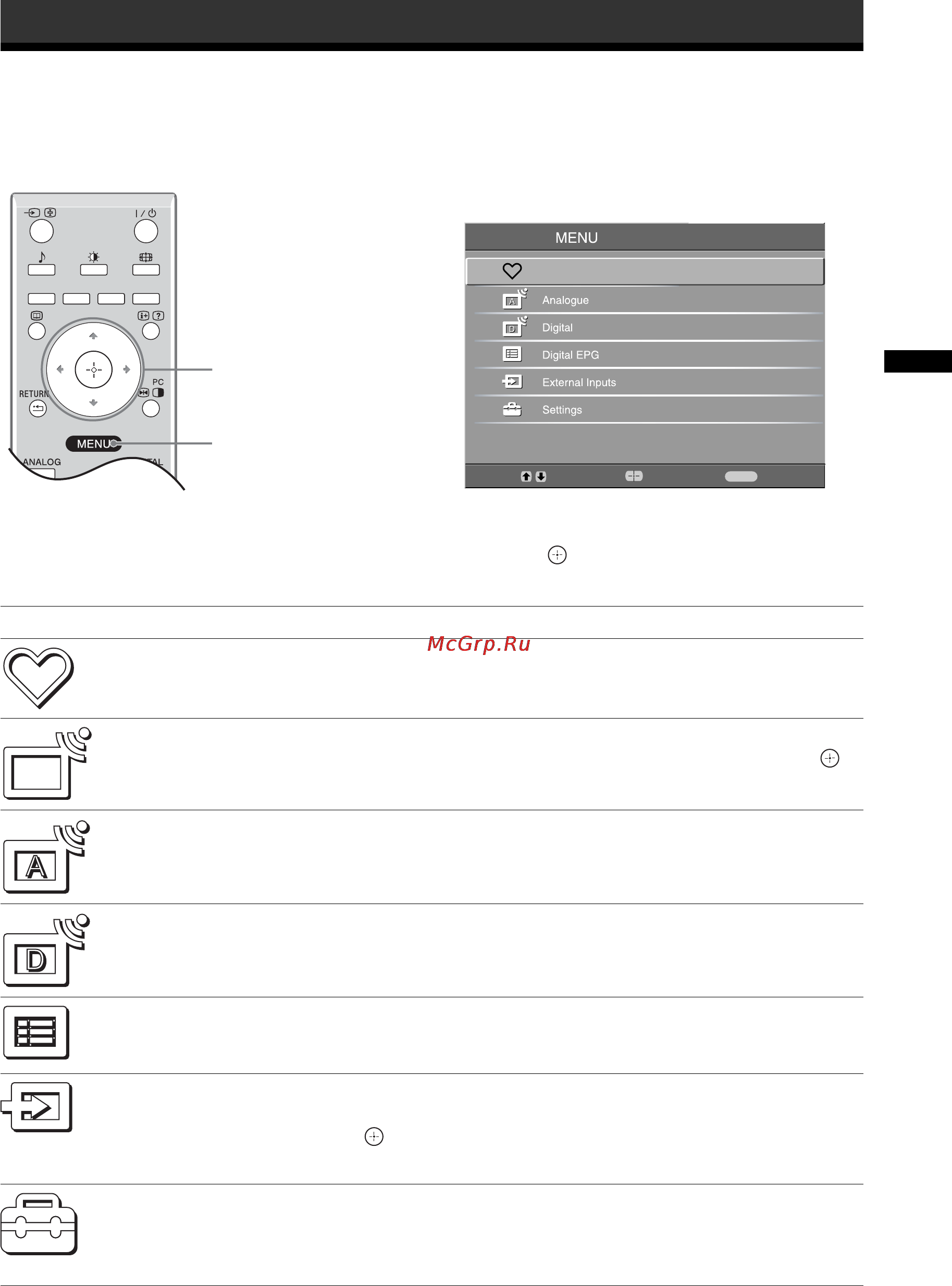 Sony KDL-20S2020 [19/103] Navigating through menus