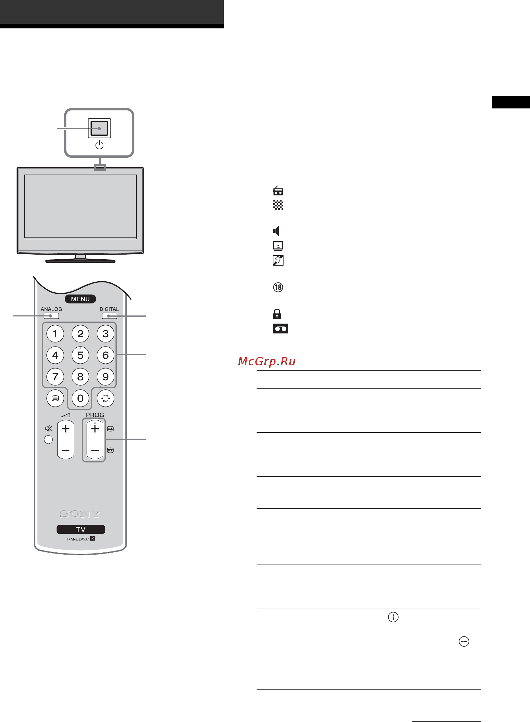 Sony KDL-20S2000 [81/103] Odbiór audycji telewizyjnych