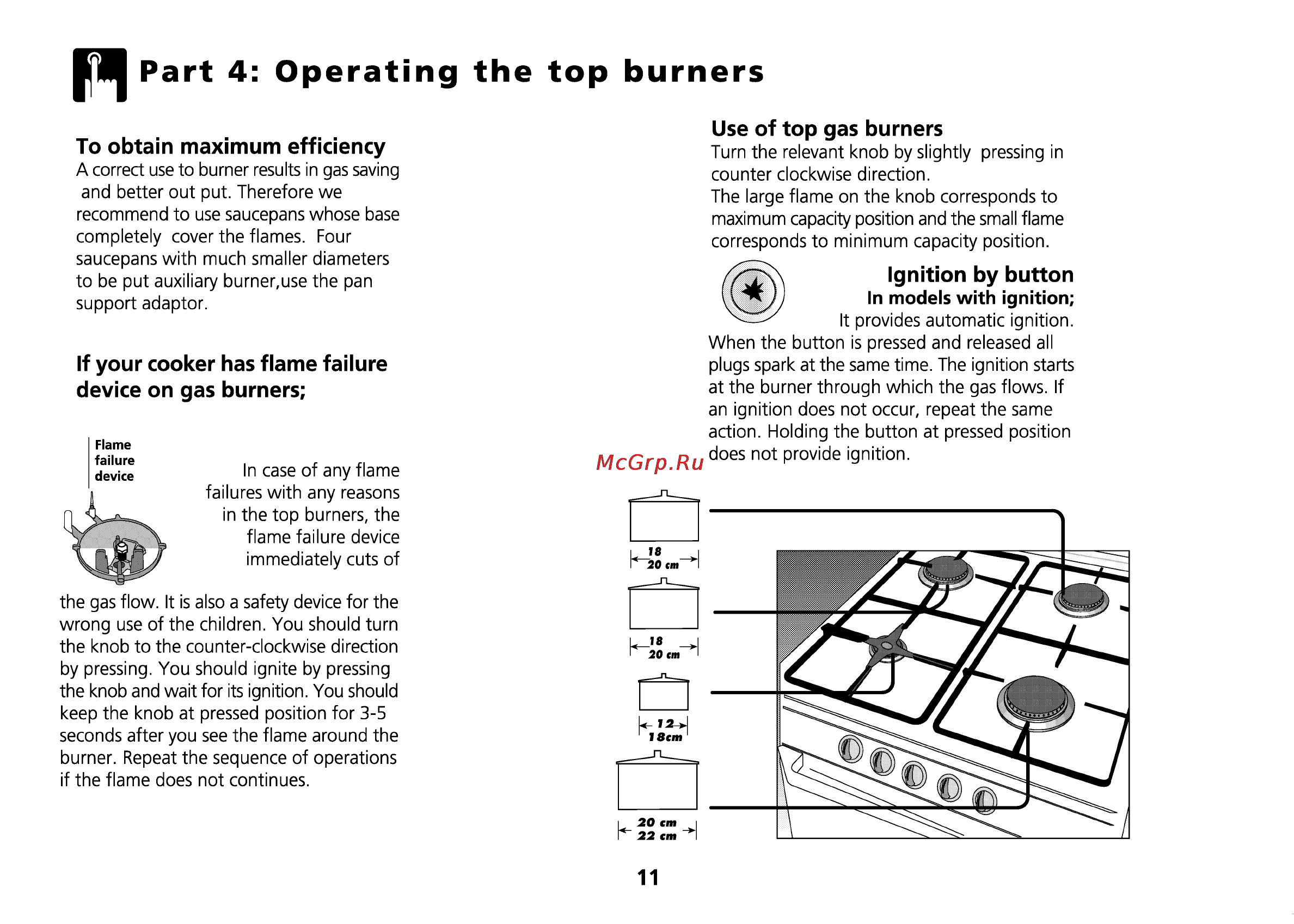 Beko CS 47100 [12/88] N part 4 operating the top burners