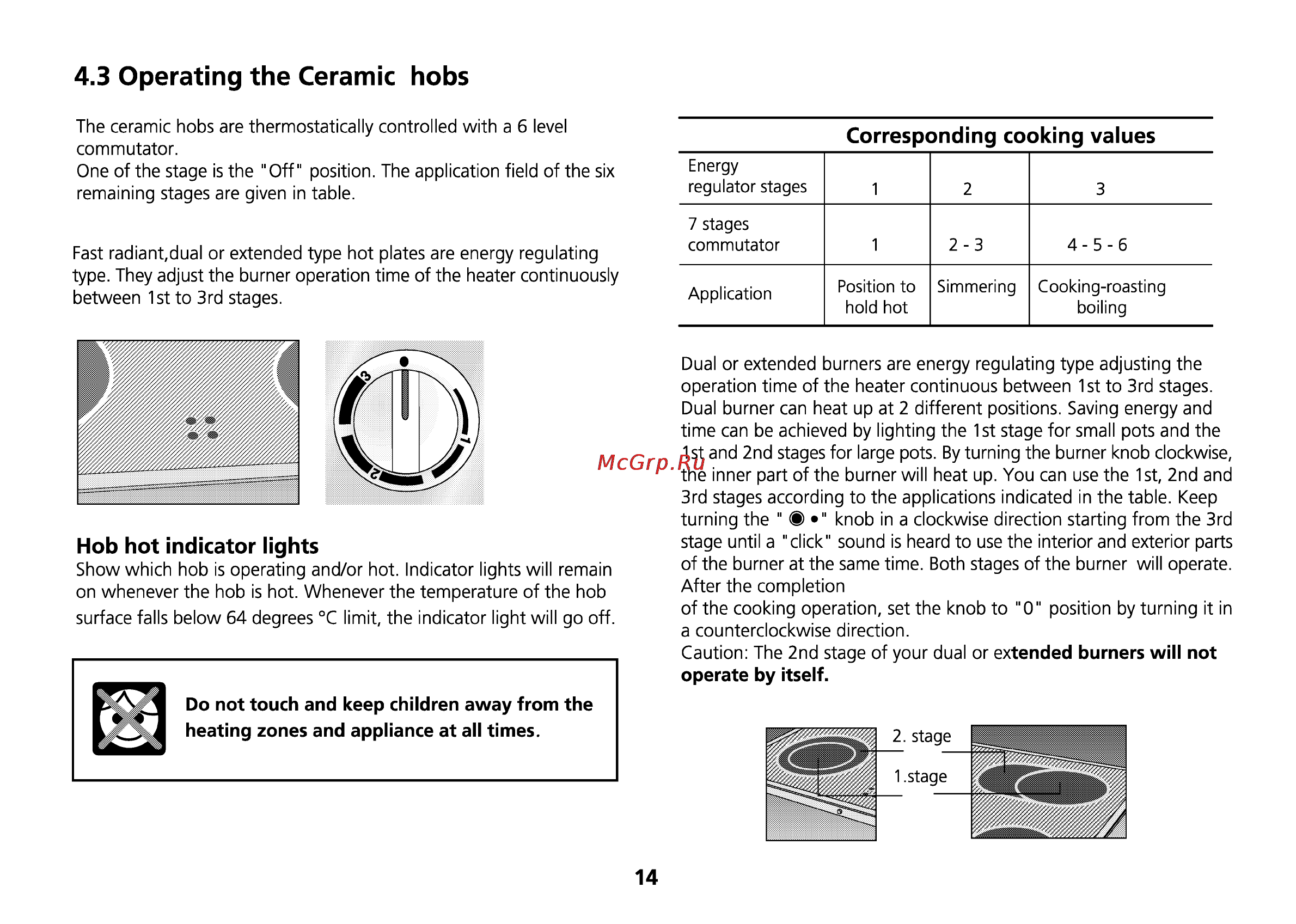 Beko CS 47100 [15/88] Operating the ceramic hobs
