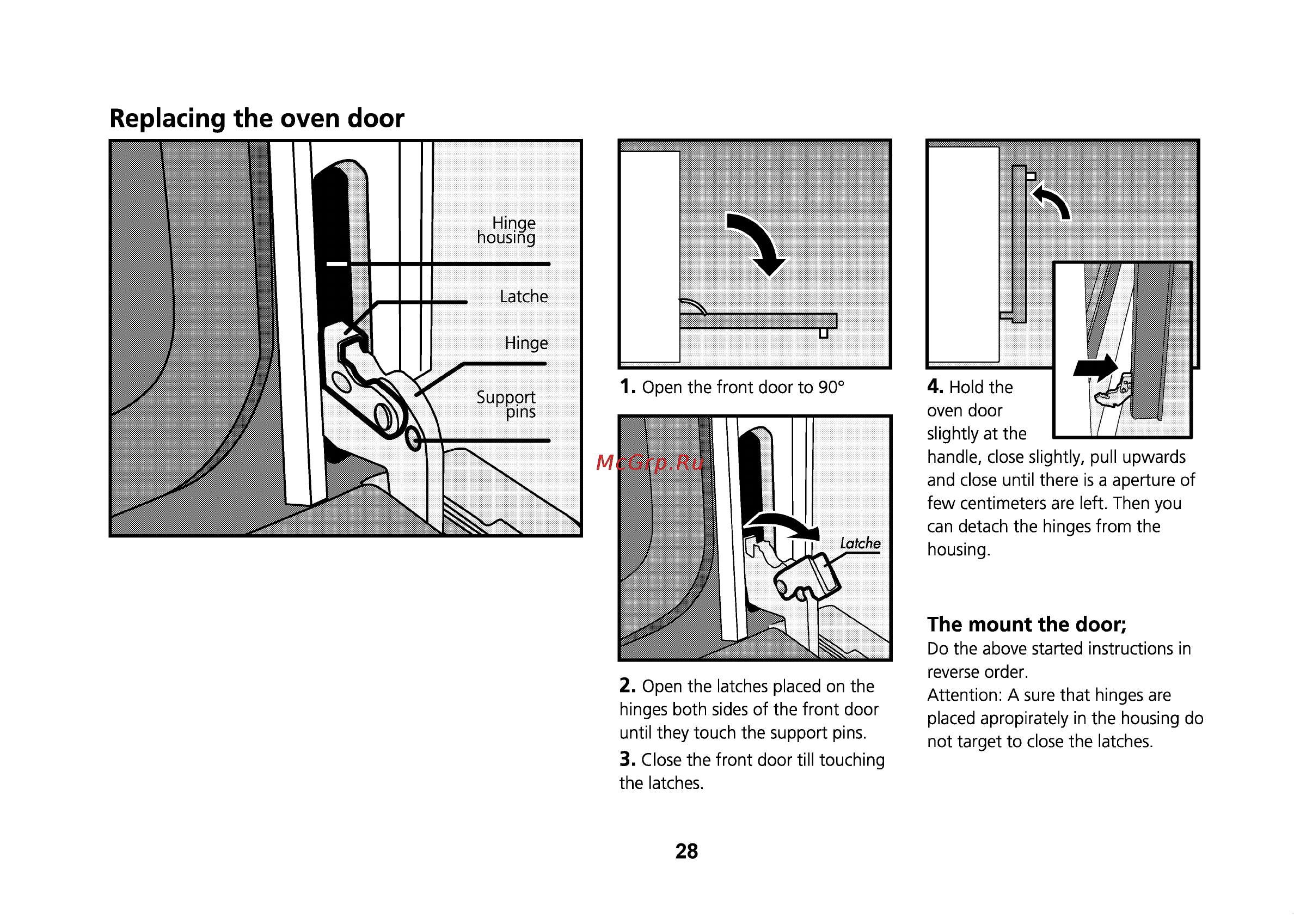 Beko CS 47100 [29/88] Replacing the oven door