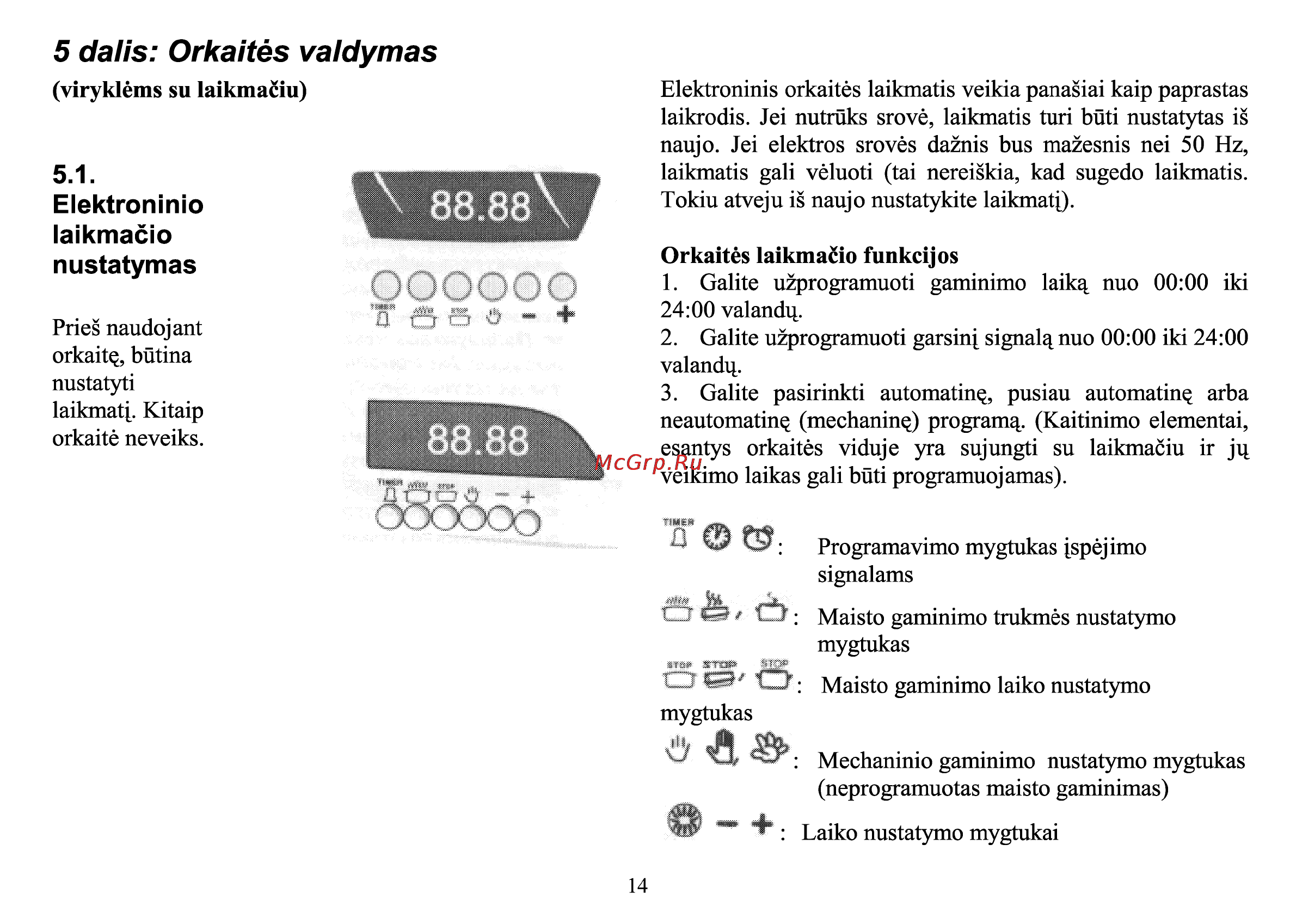 Beko CS 47100 [72/88] Dalis orkaites valdymas