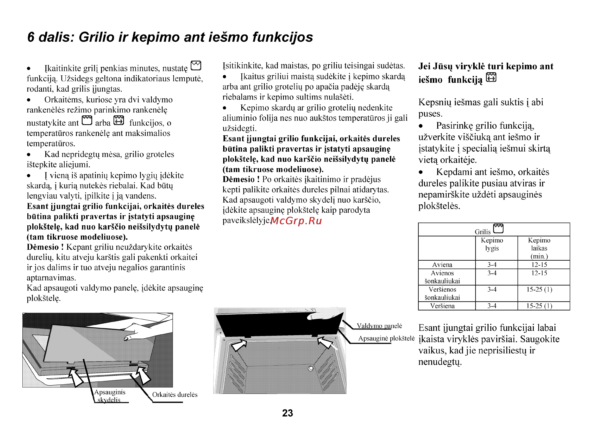 Beko CS 47100 [81/88] Dalis grilio ir kepimo ant iesmo funkcijos