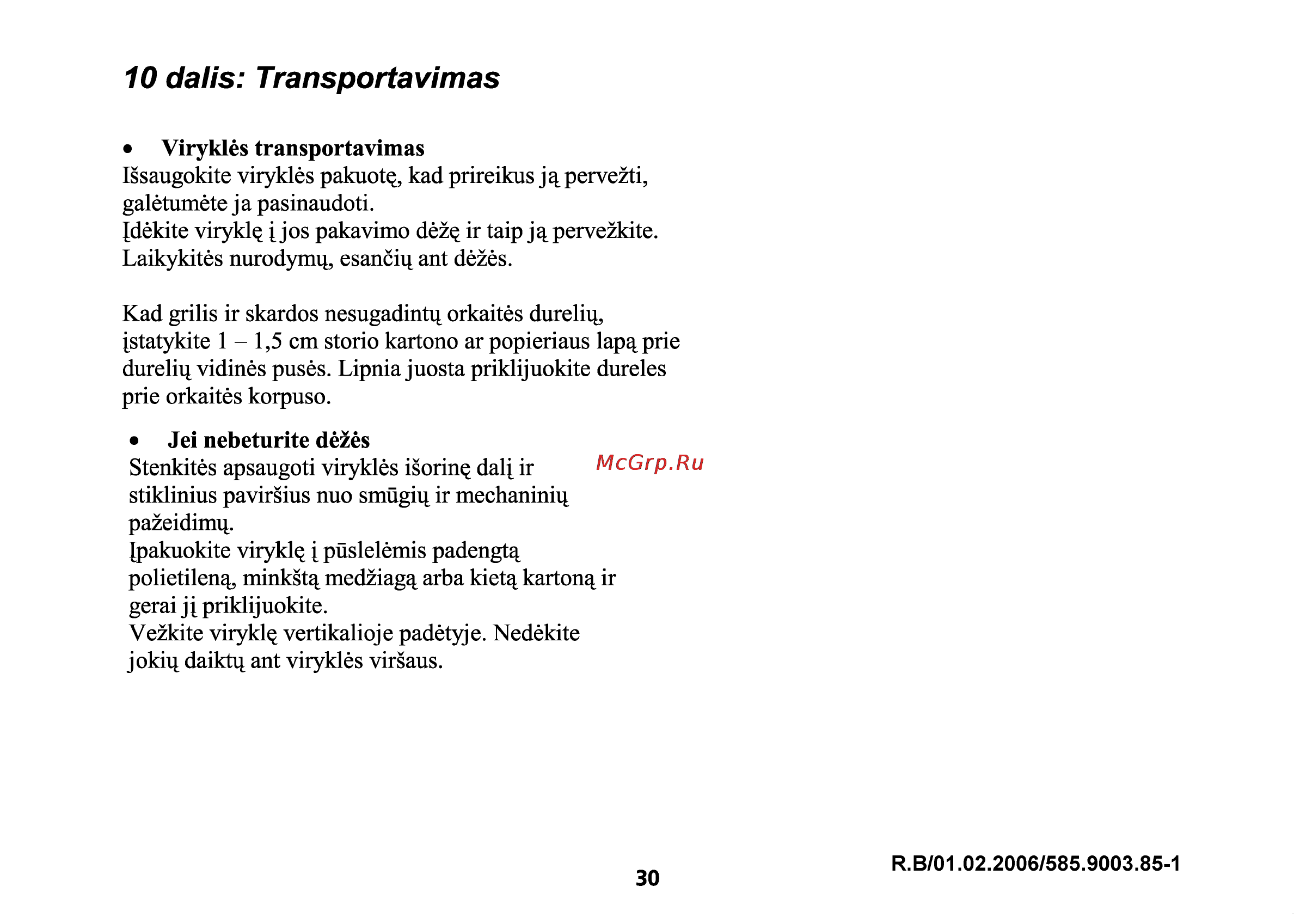 Beko CS 47100 [88/88] Dalis transportavimas