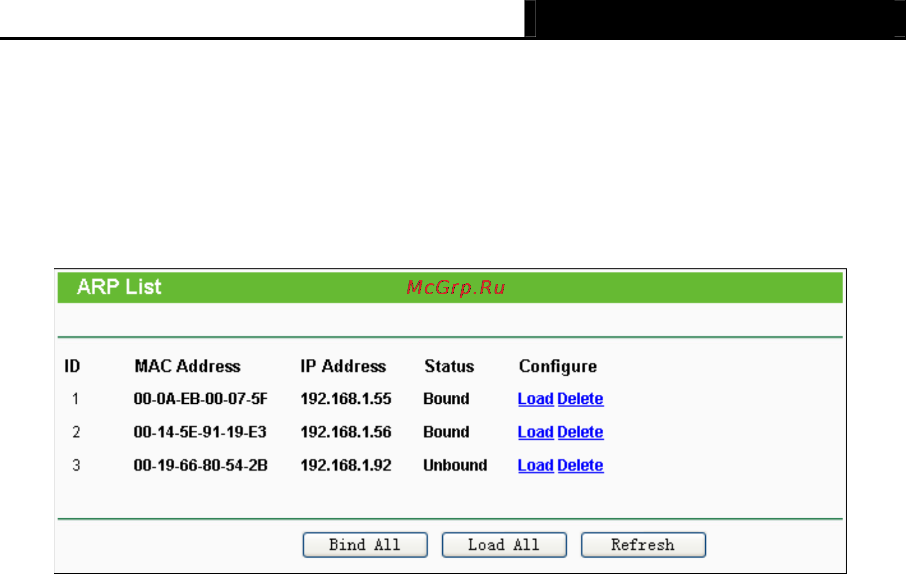 Tp-Link TL-WR1042ND [95/120] Arp list