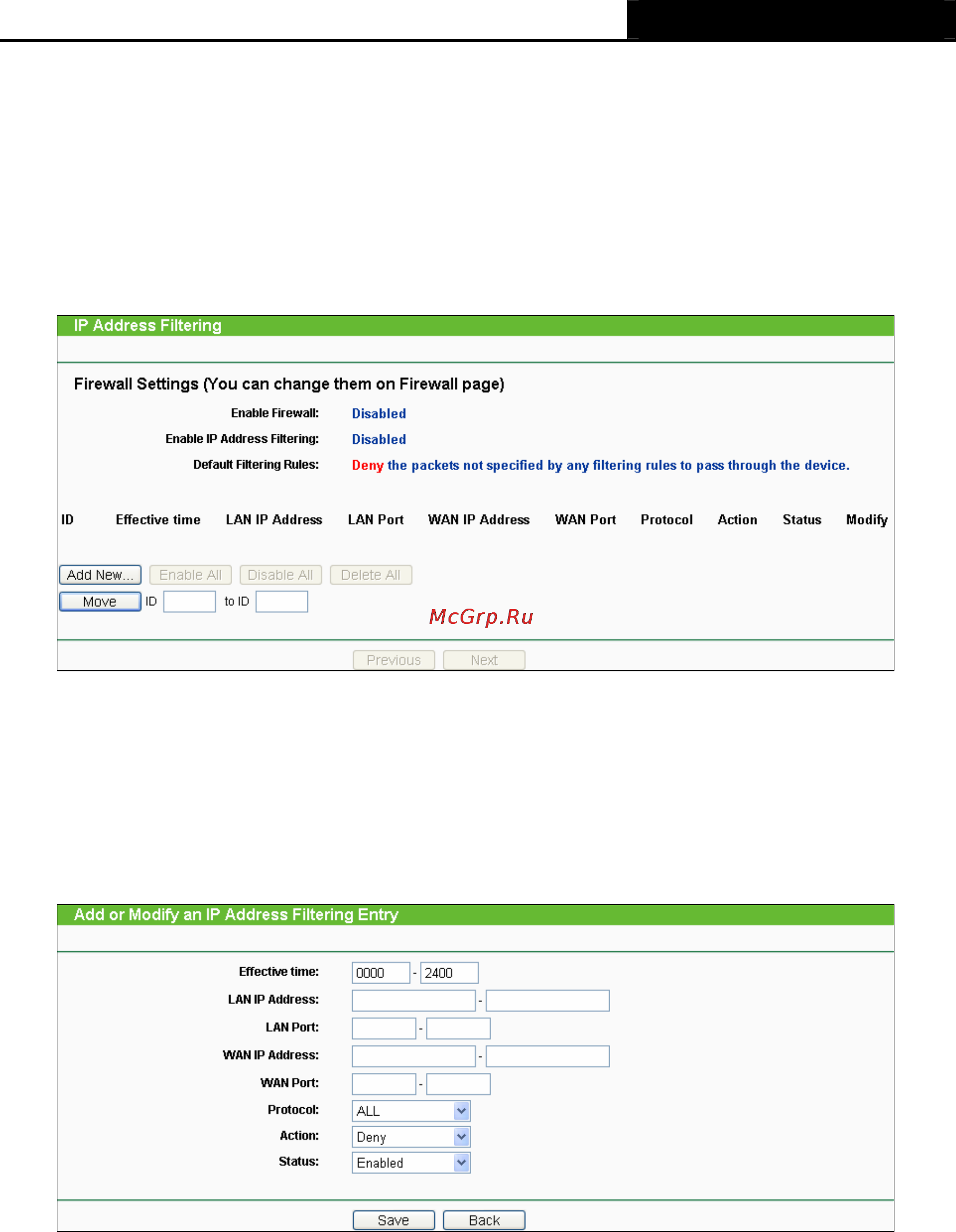 Tp-Link TL-WR720N [58/109] Ip address filtering