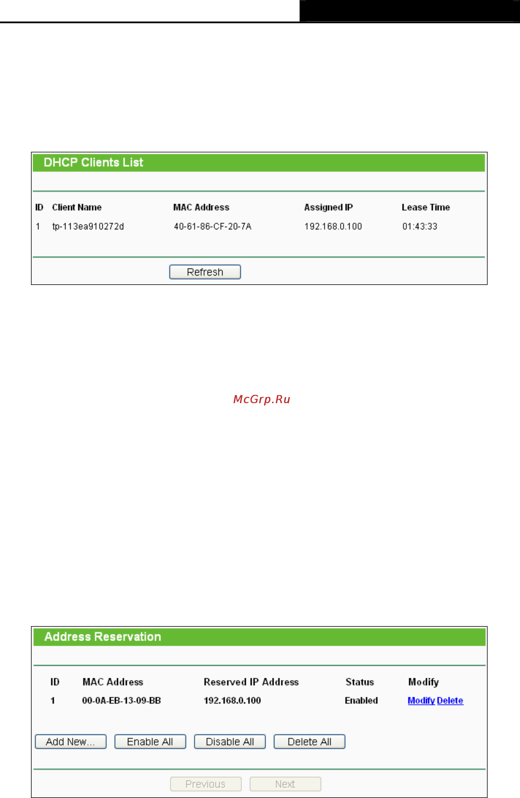 Tp-Link TL-WR702N [120/175] Dhcp clients list