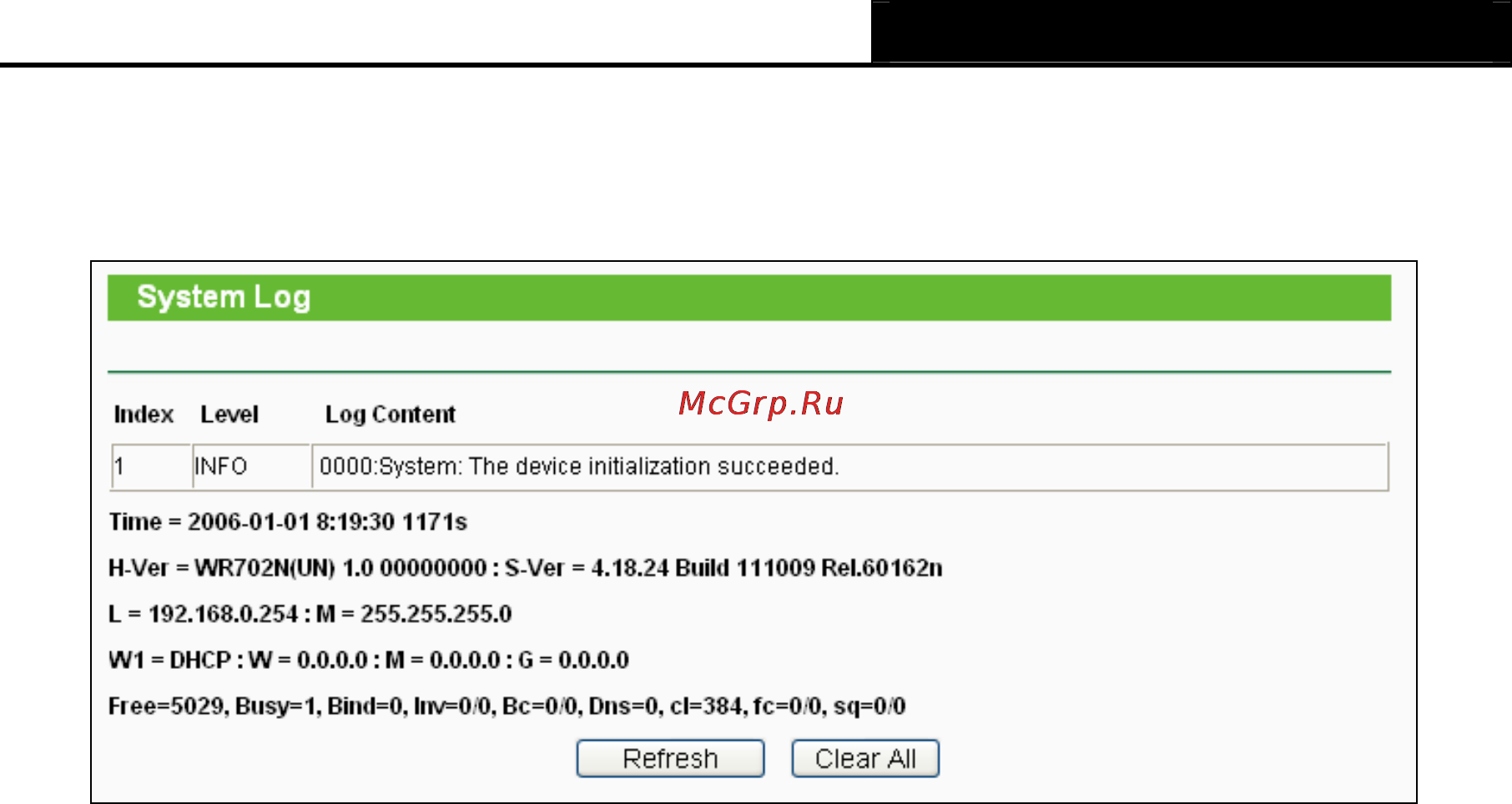 Tp-Link TL-WR702N [56/175] System log