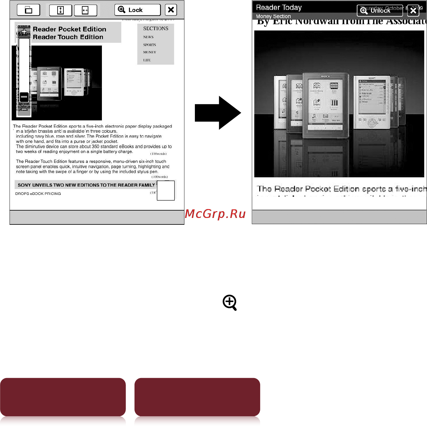 Sony PRS-650 [50/139] Zooming a specified image or column to the screen size