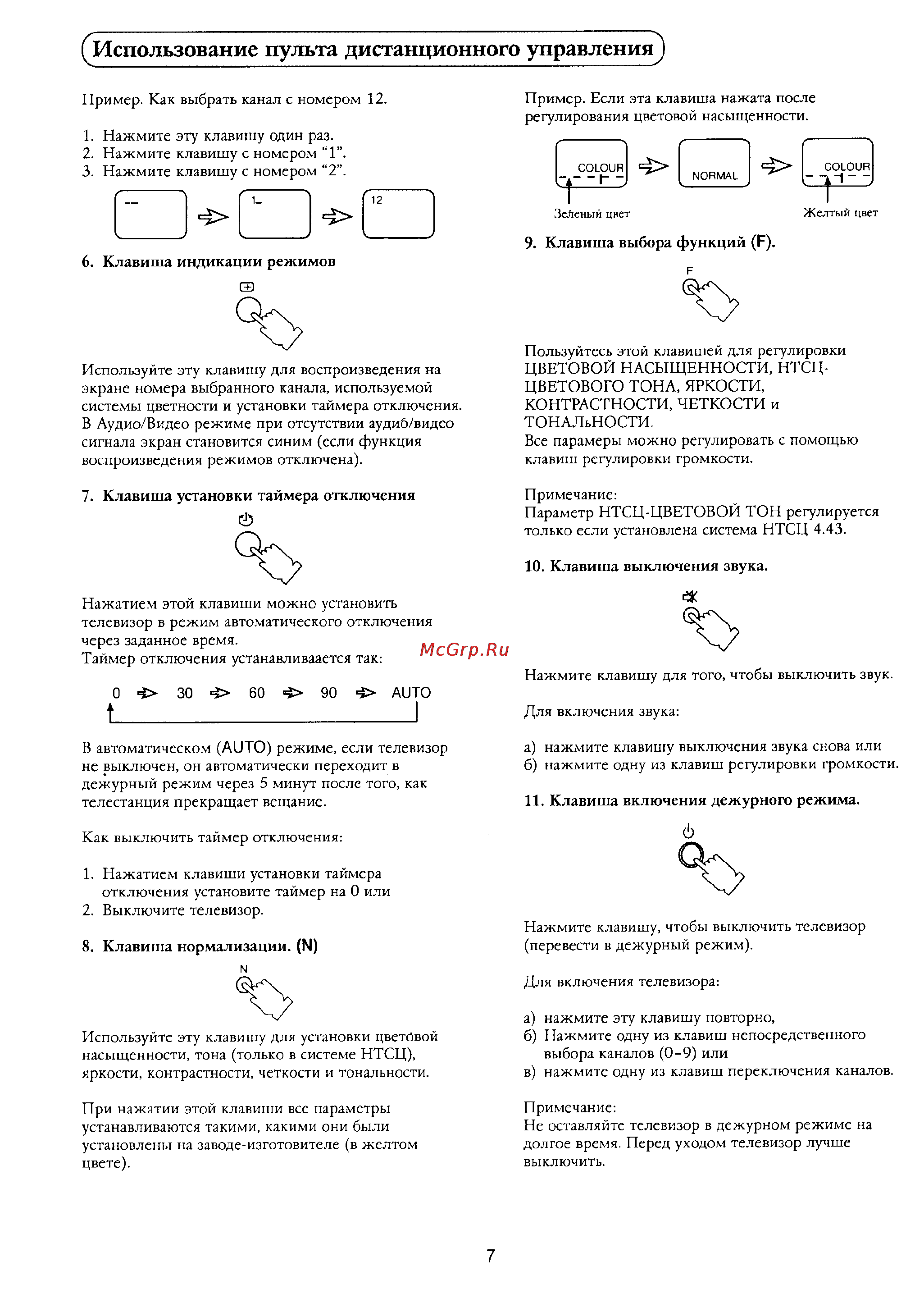 Panasonic TC-16L10R [8/12] Клавиша включения дежурного режима