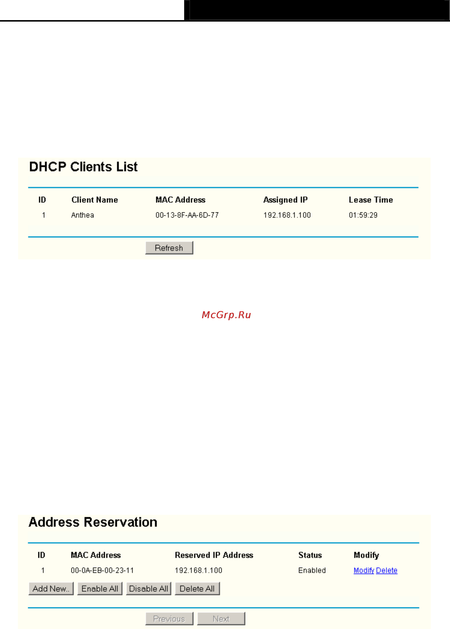 Tp-Link TL-WR543G [47/83] Dhcp clients list
