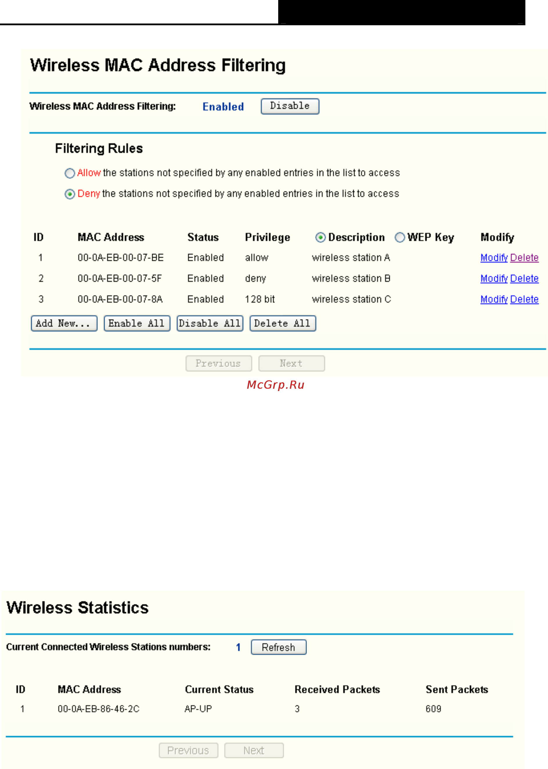 Tp-Link TL-WA501G [32/44] Wireless statistics