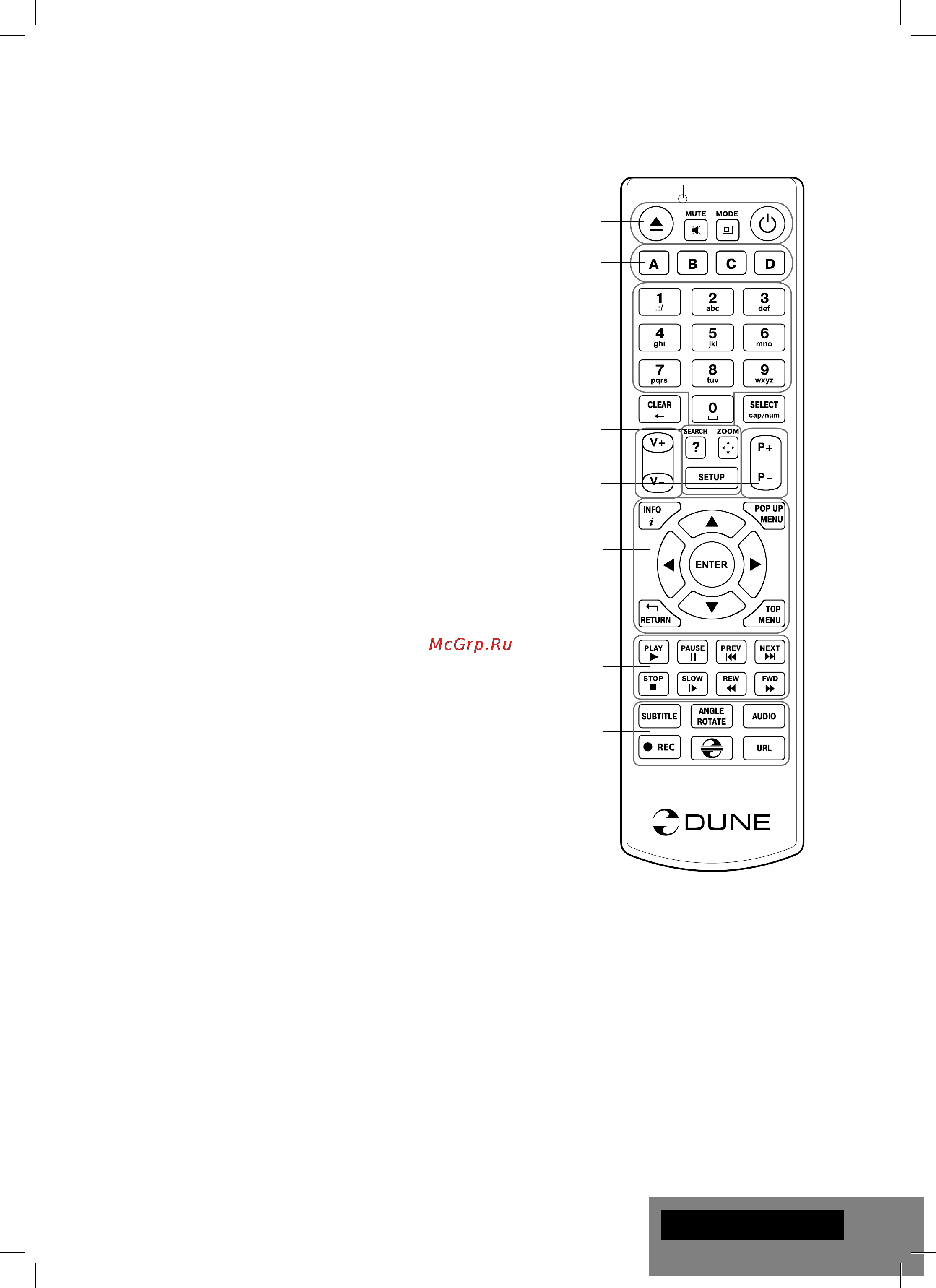 Dune HD Smart D1 [39/76] Mando a distancia