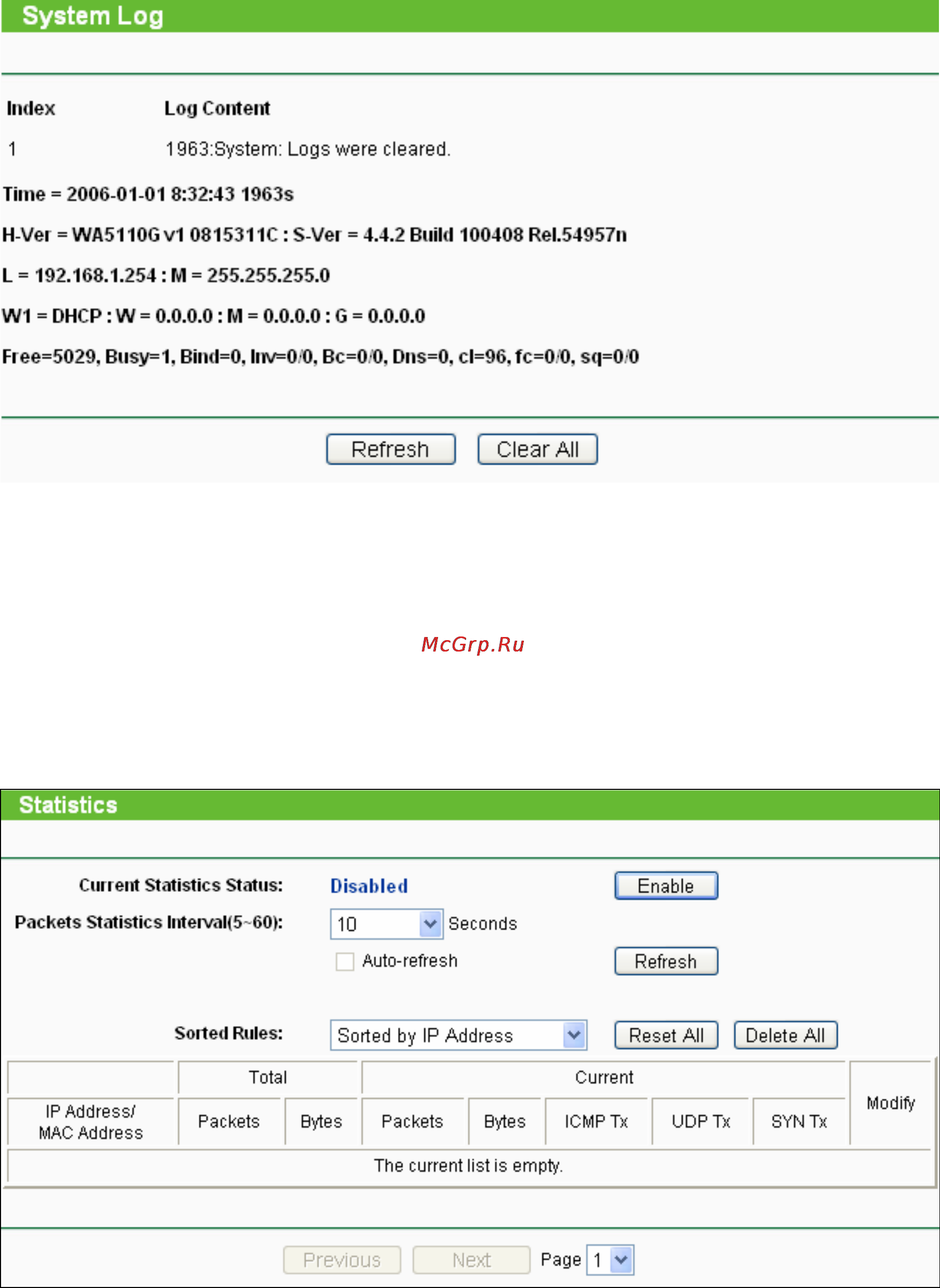 Tp-Link TL-WA5110G [73/109] Statistics
