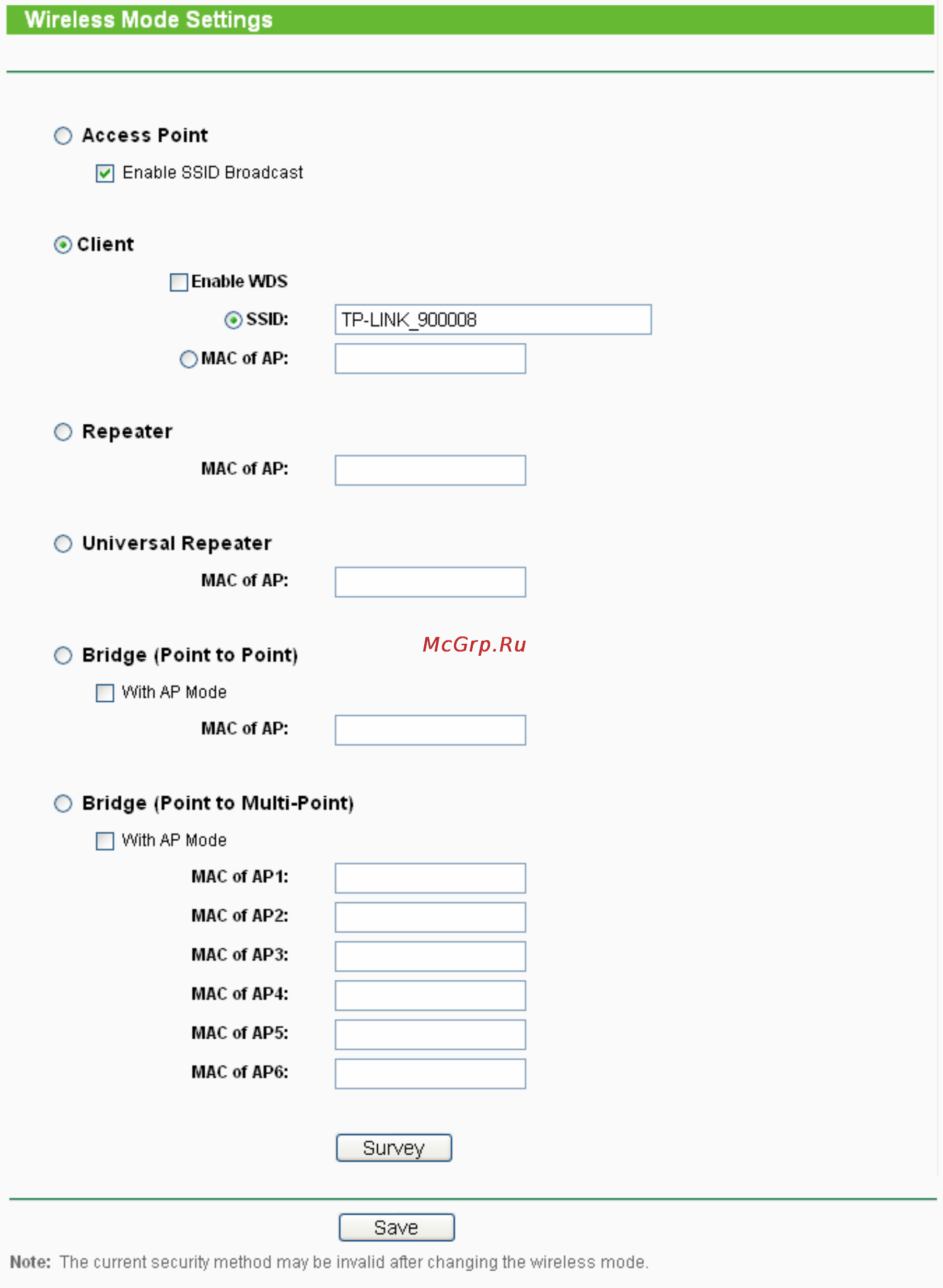 Tp-Link TL-WA5210G [80/114] Wireless mode