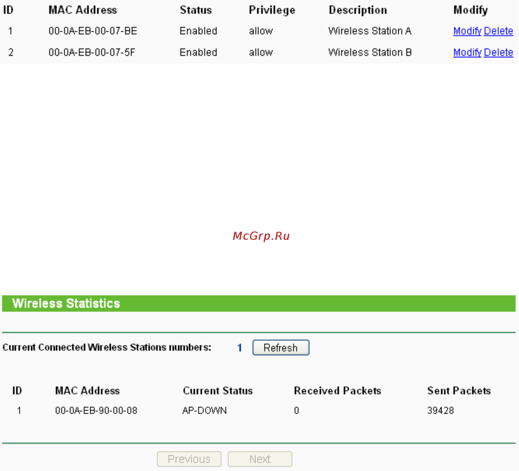 Tp-Link TL-WA5210G [89/114] Wireless statistics