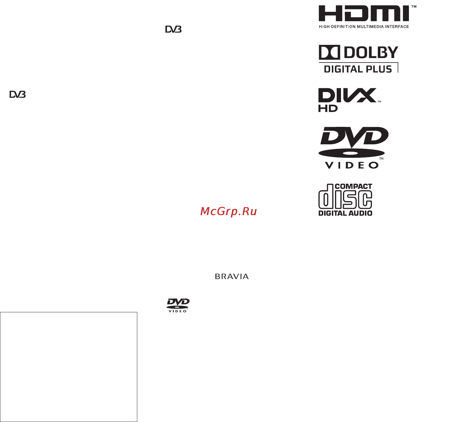 Sony KDL-22CX32D Инструкция по эксплуатации онлайн [2/288] 38411