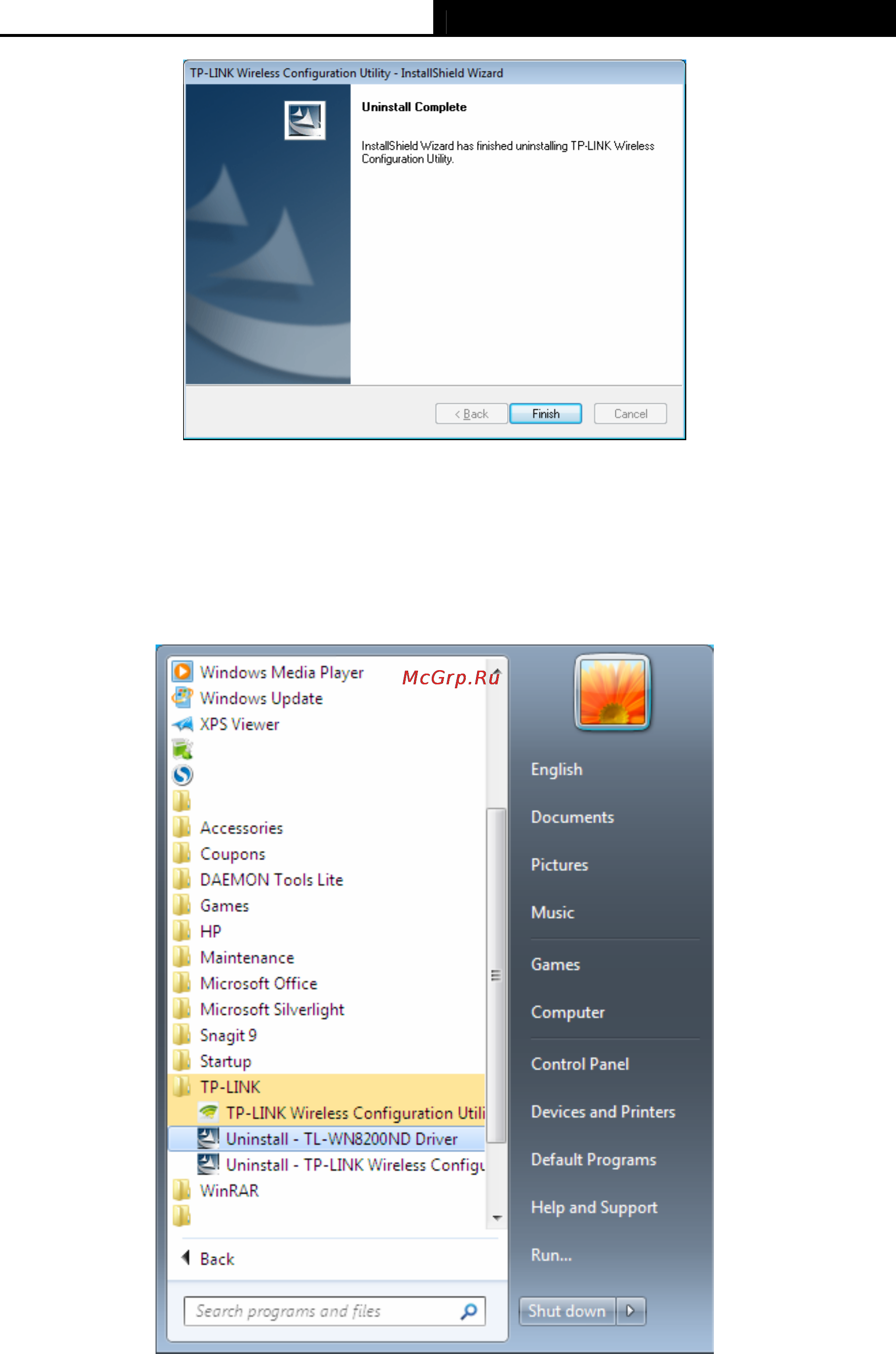 Tp-Link TL-WN8200ND [41/44] Uninstall the driver software from your pc