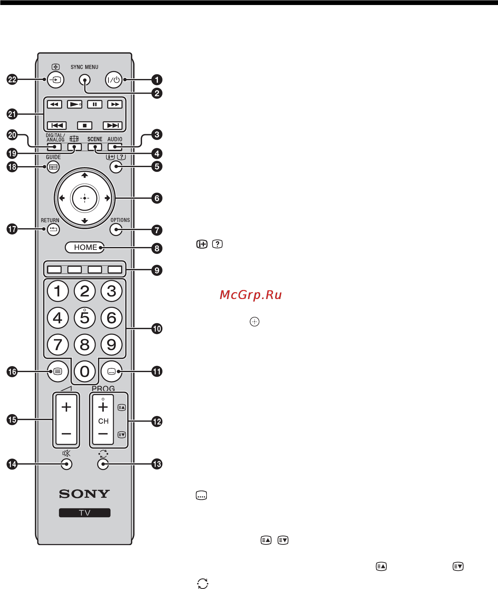 Sony KDL-26BX320 [12/272] Overblik over fjernbetjeningen