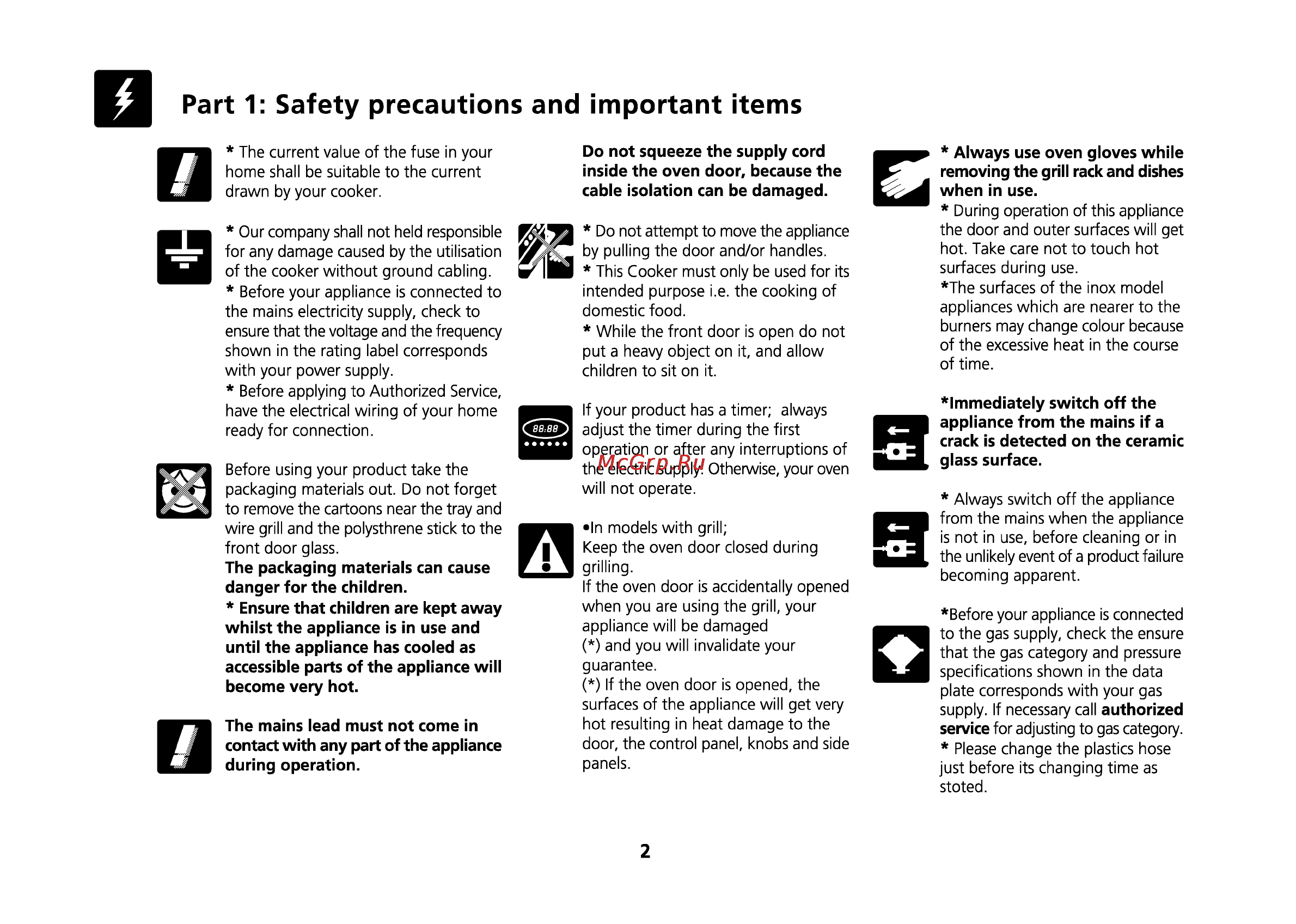Beko CE 66200 [31/63] Part 1 safety precautions and important items
