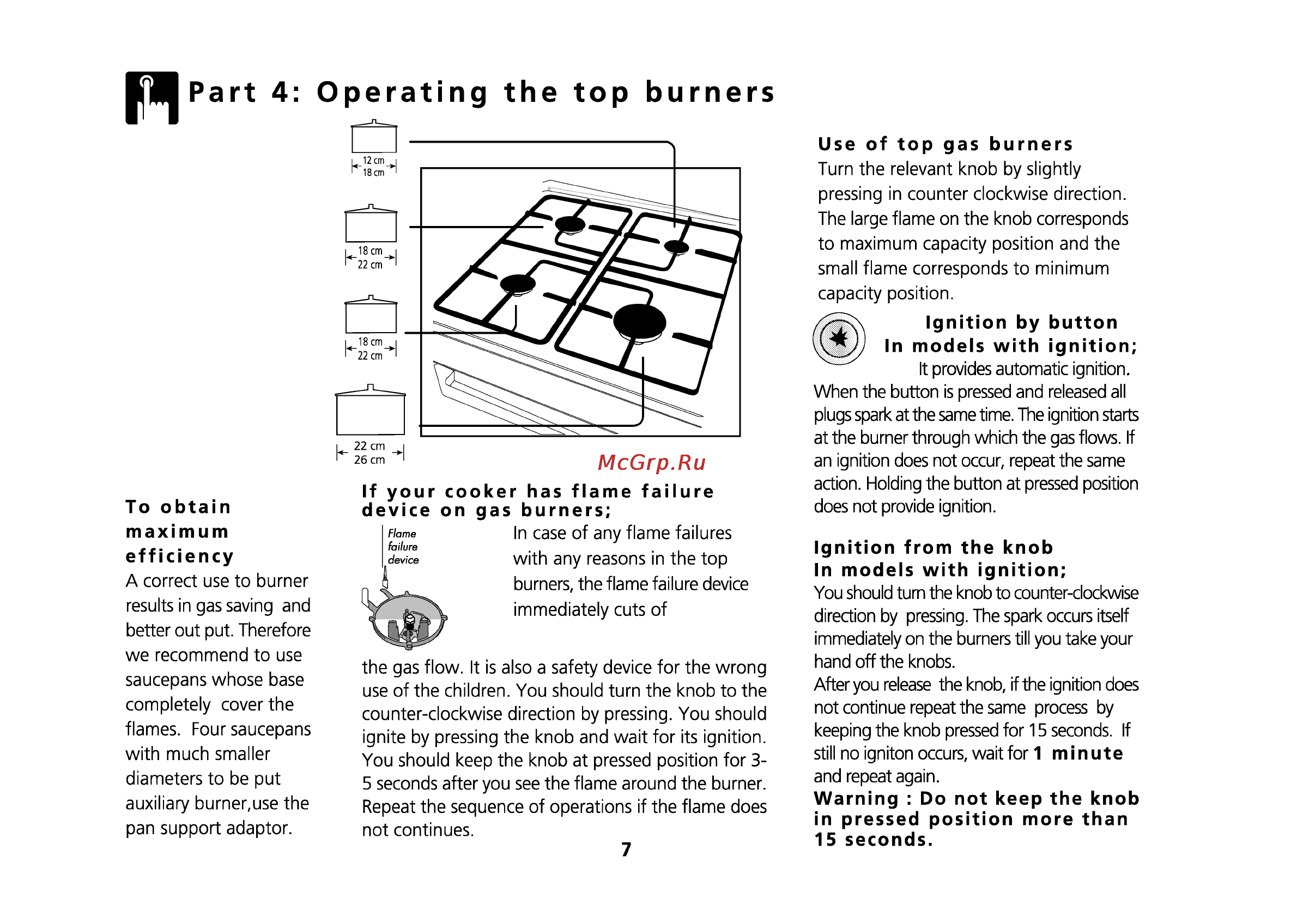 Beko CE 66200 [36/63] Part 4 operating the top burners