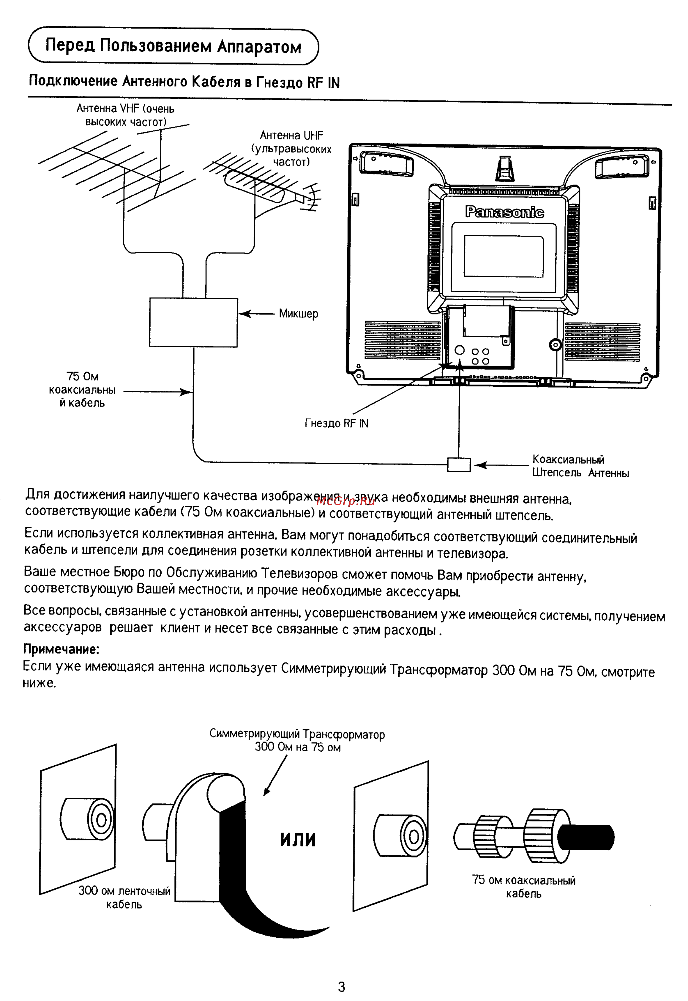 Panasonic TC-15PM30RQ [3/28] Перед пользованием аппаратом