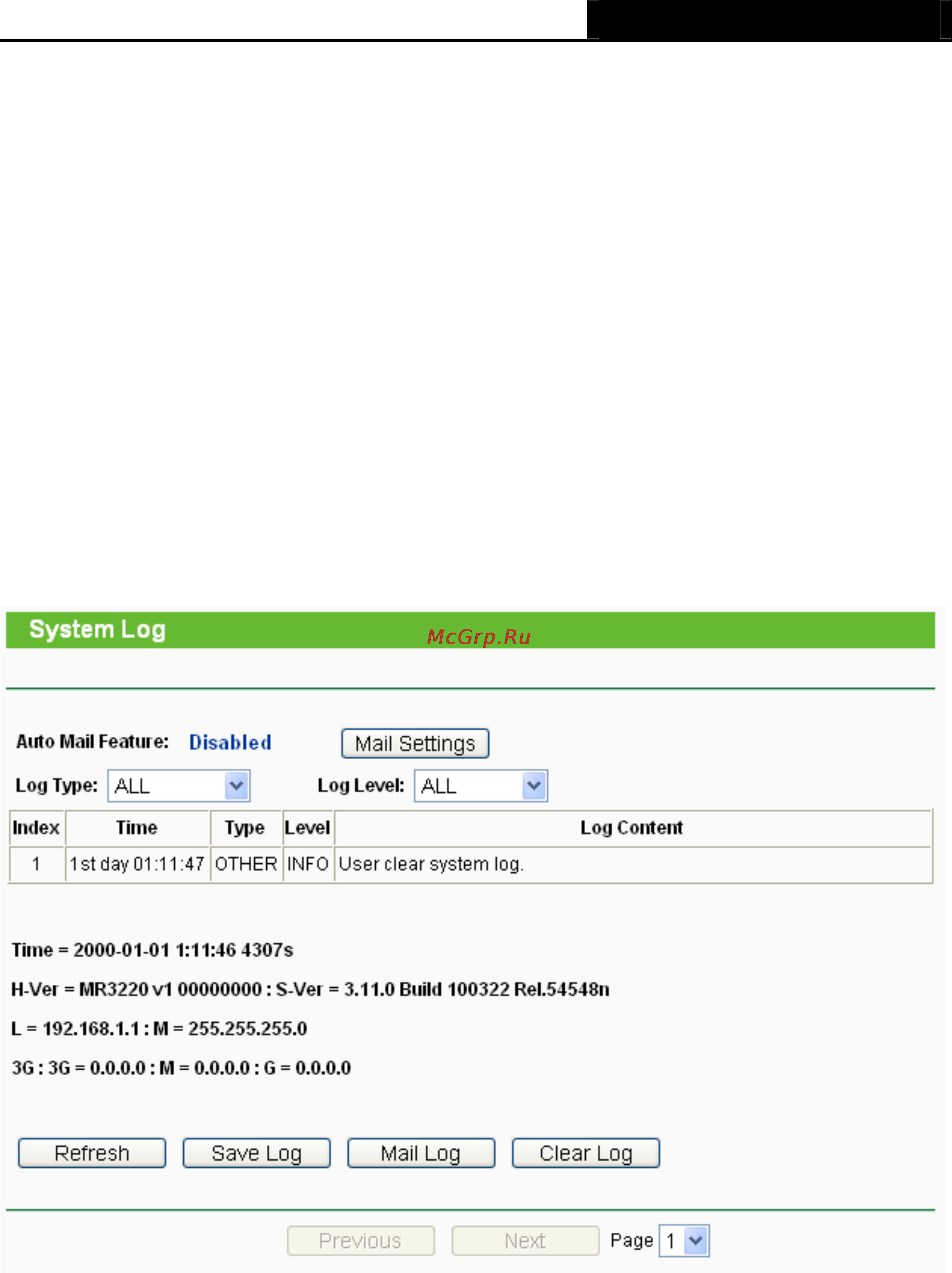 Tp-Link TL-MR3220 [106/122] System log
