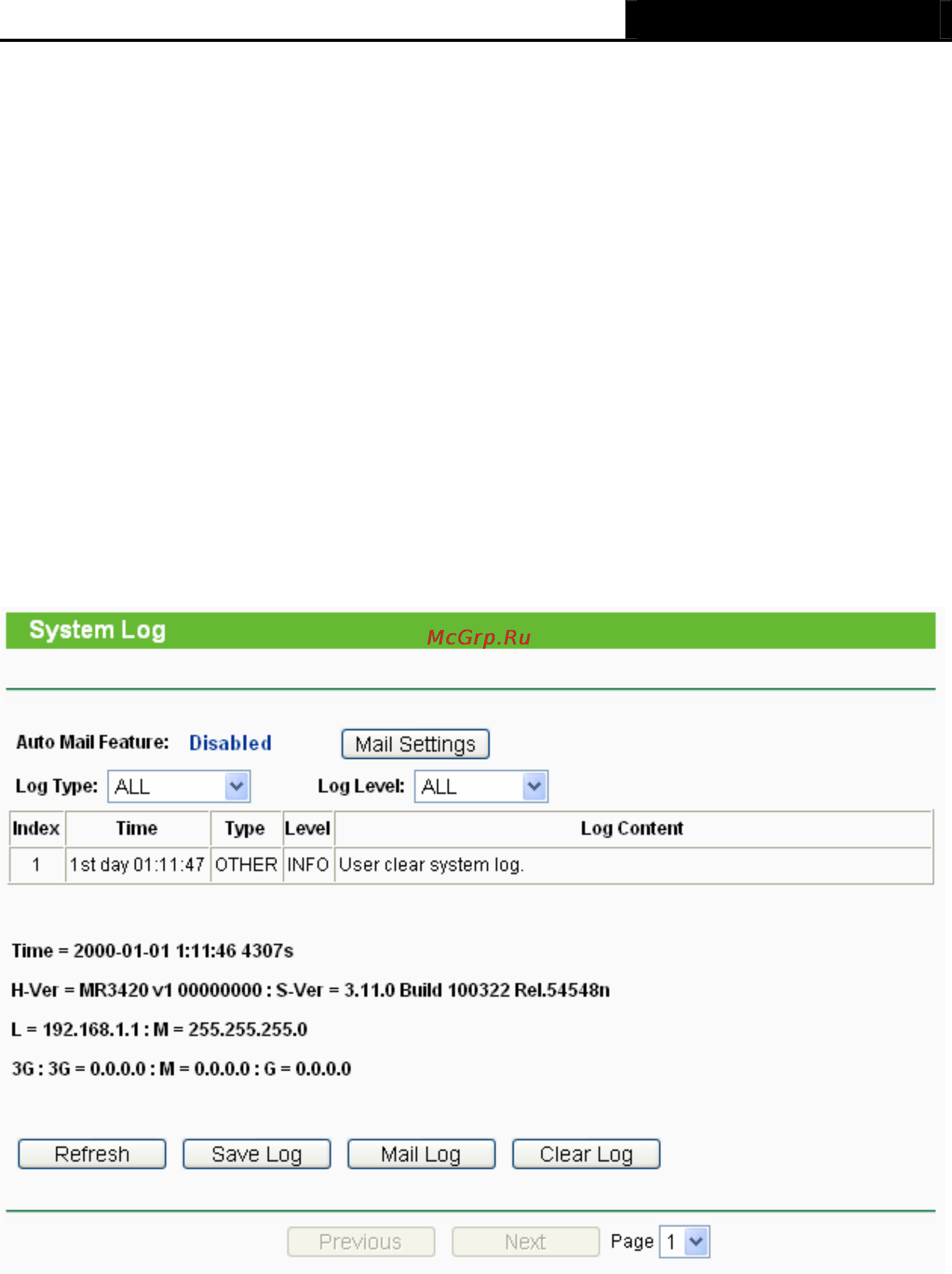 Tp-Link TL-MR3420 [105/121] System log
