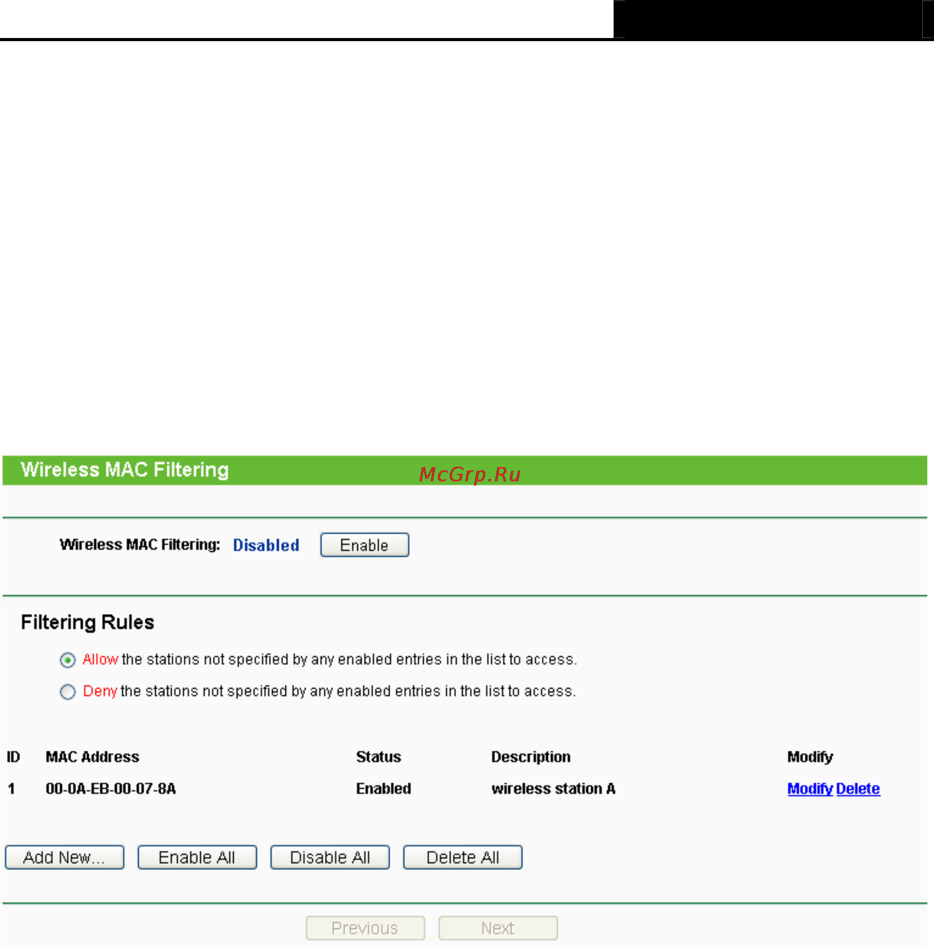 Tp-Link TL-MR3420 [59/121] Wireless mac filtering
