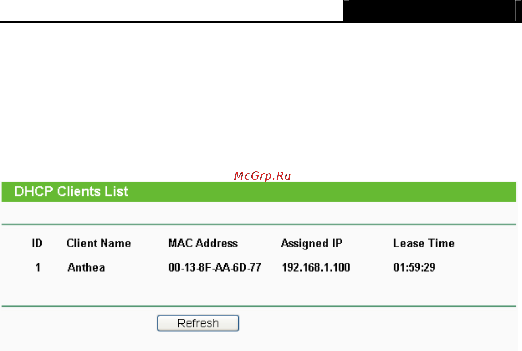 Tp-Link TL-MR3420 [65/121] Dhcp clients list